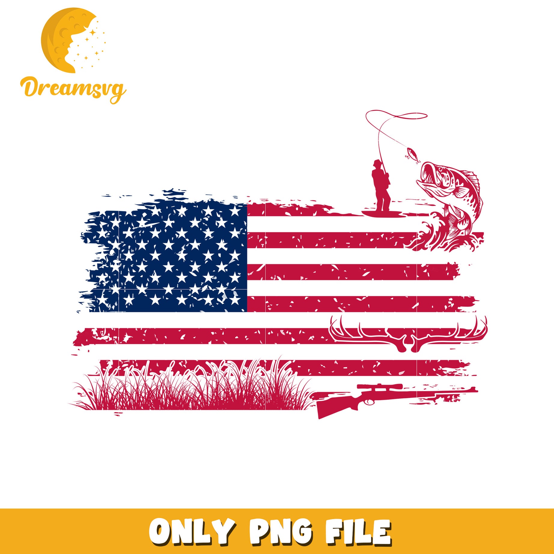 Fishing and hunting flag png, outdoor flag png, american flag png
