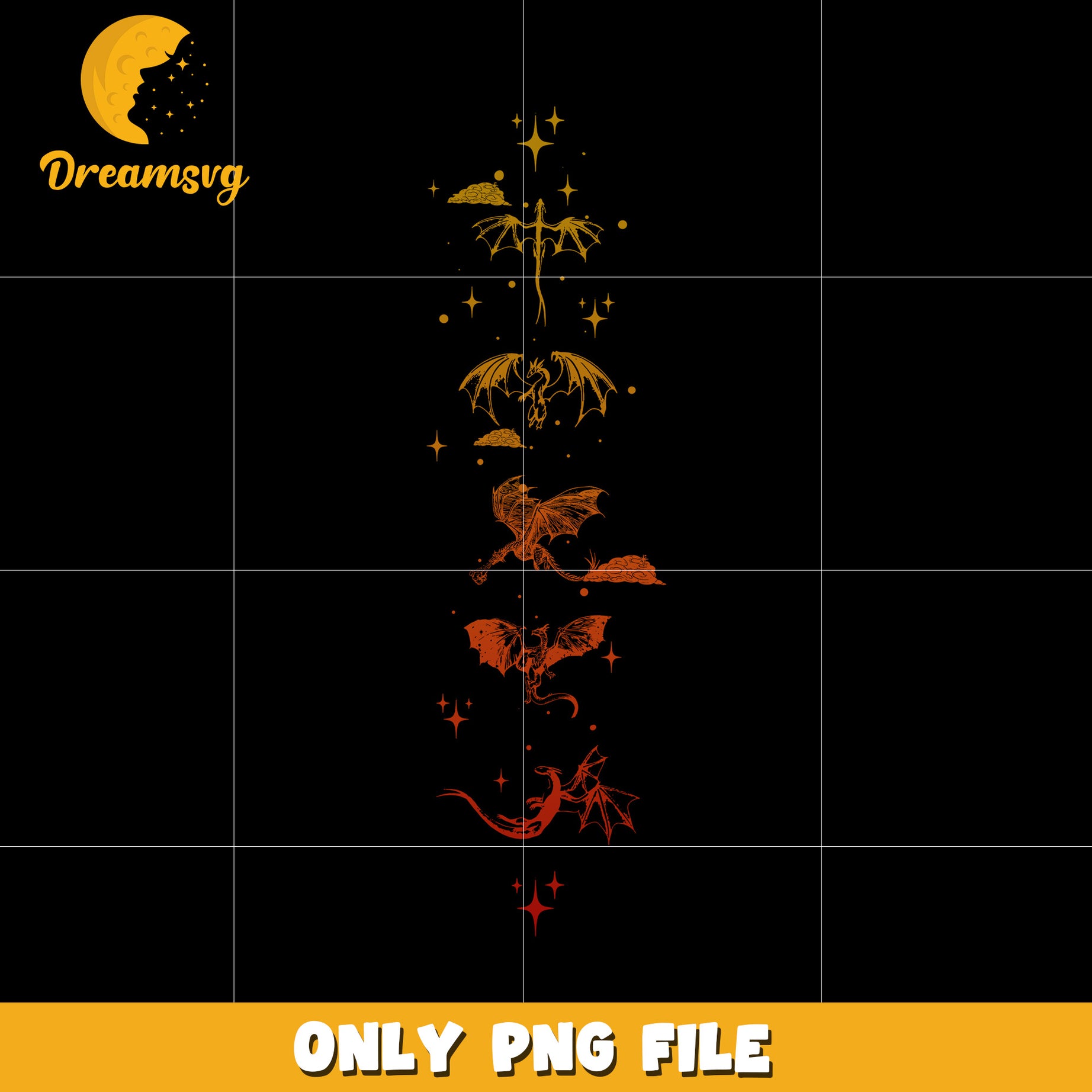 Five dragons in fourth wing design  png, fourth wing dragons png, basgiath war college png