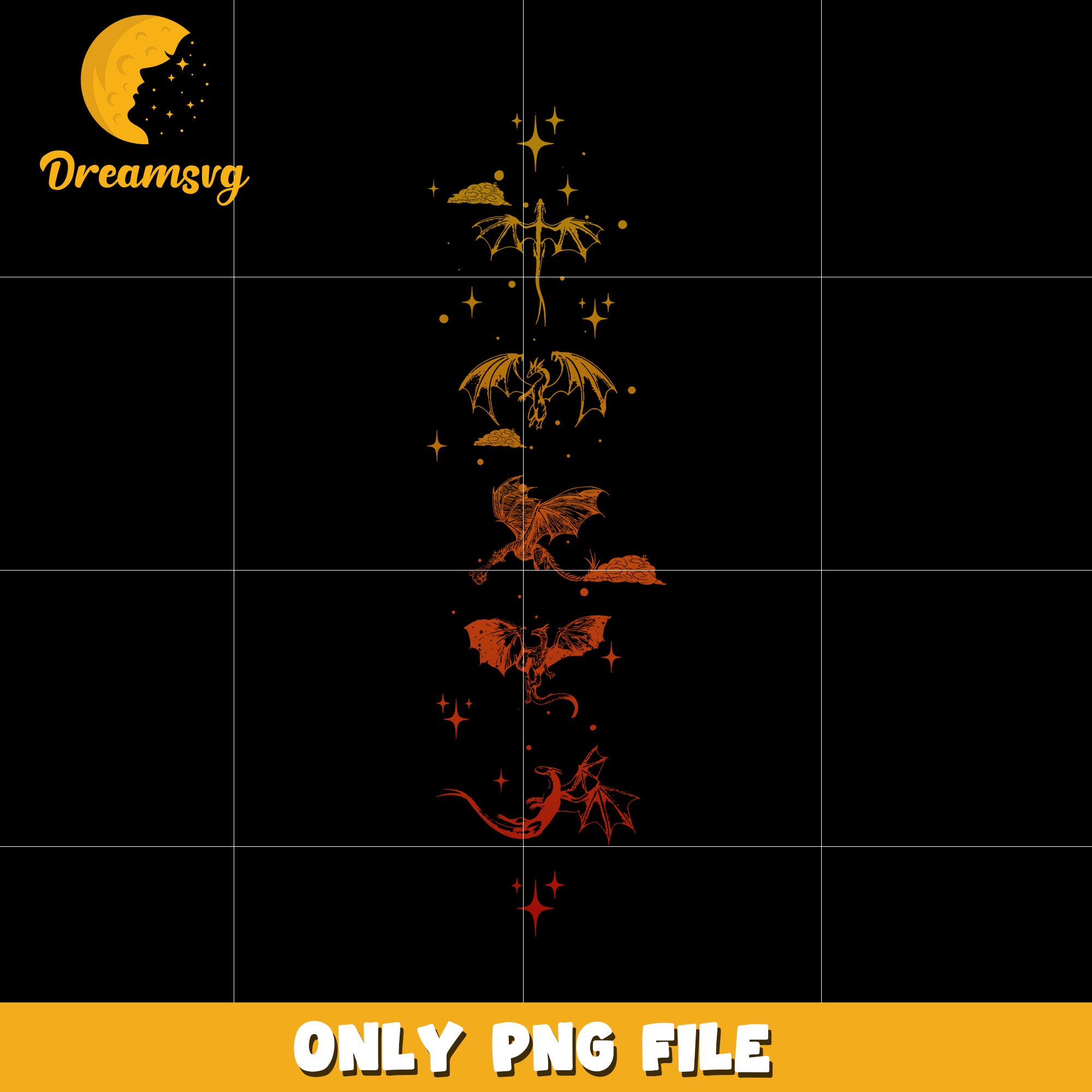 Five dragons in fourth wing design  png, fourth wing dragons png, basgiath war college png