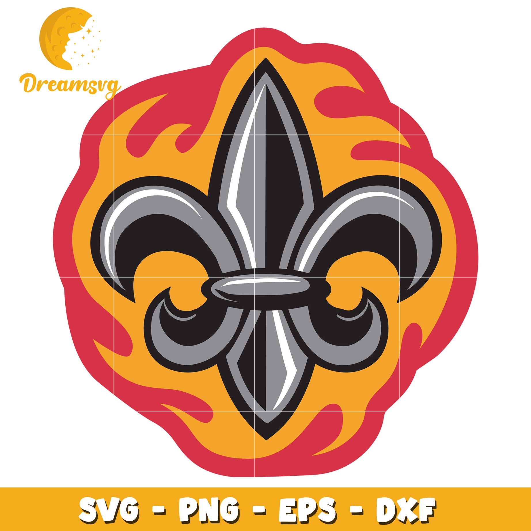 Flames Fleur De Lis SVG PNG EPS DXF