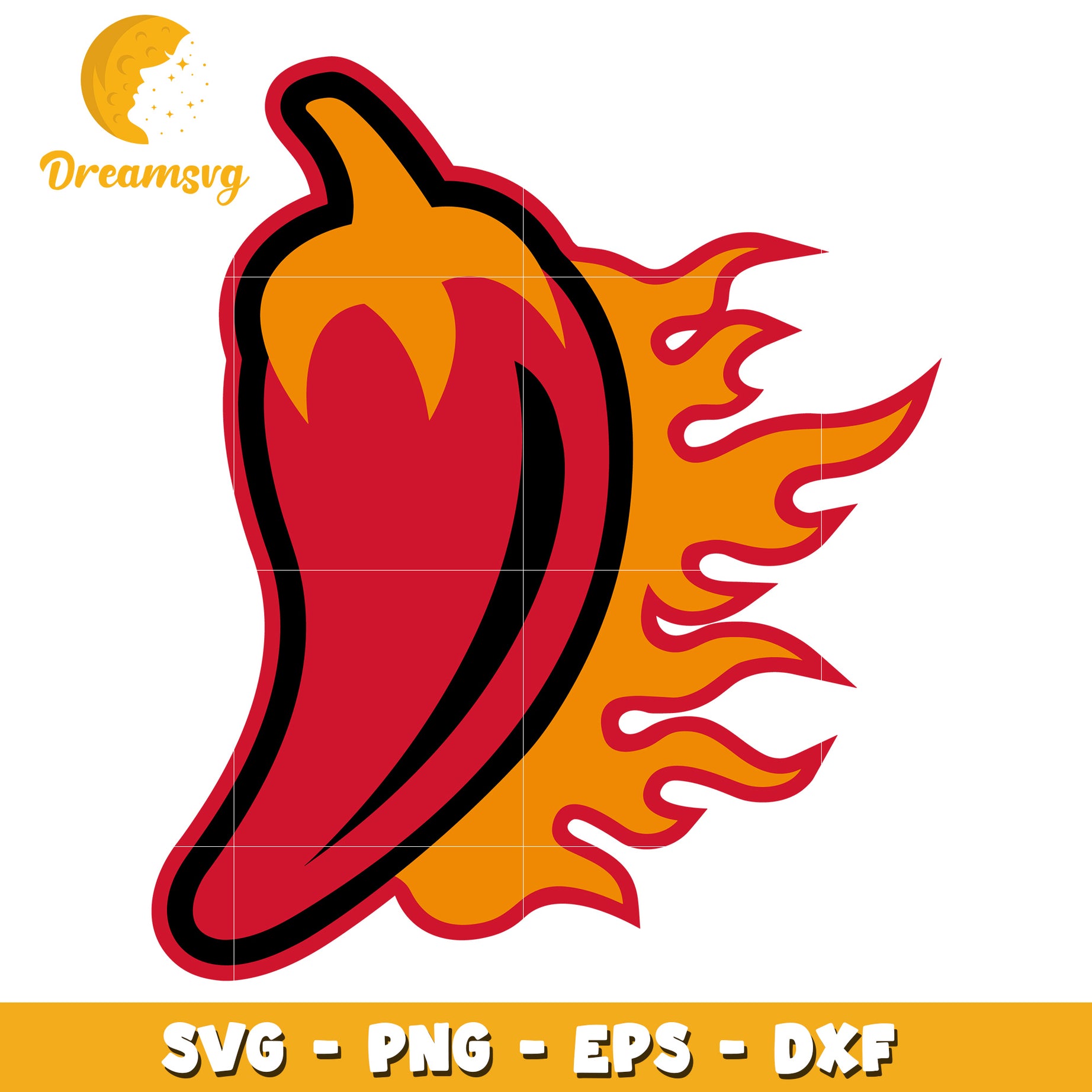 Flaming Hot Chili Pepper SVG PNG EPS DXF