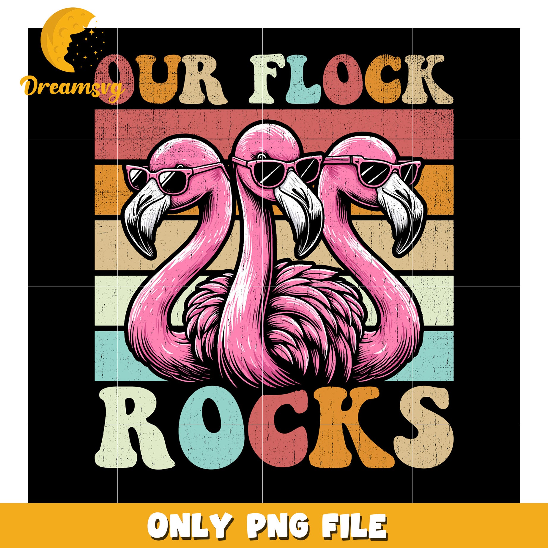 This Flock Rocks Flamingos Our Flock Rocks Retro PNG – DreamSVG Store