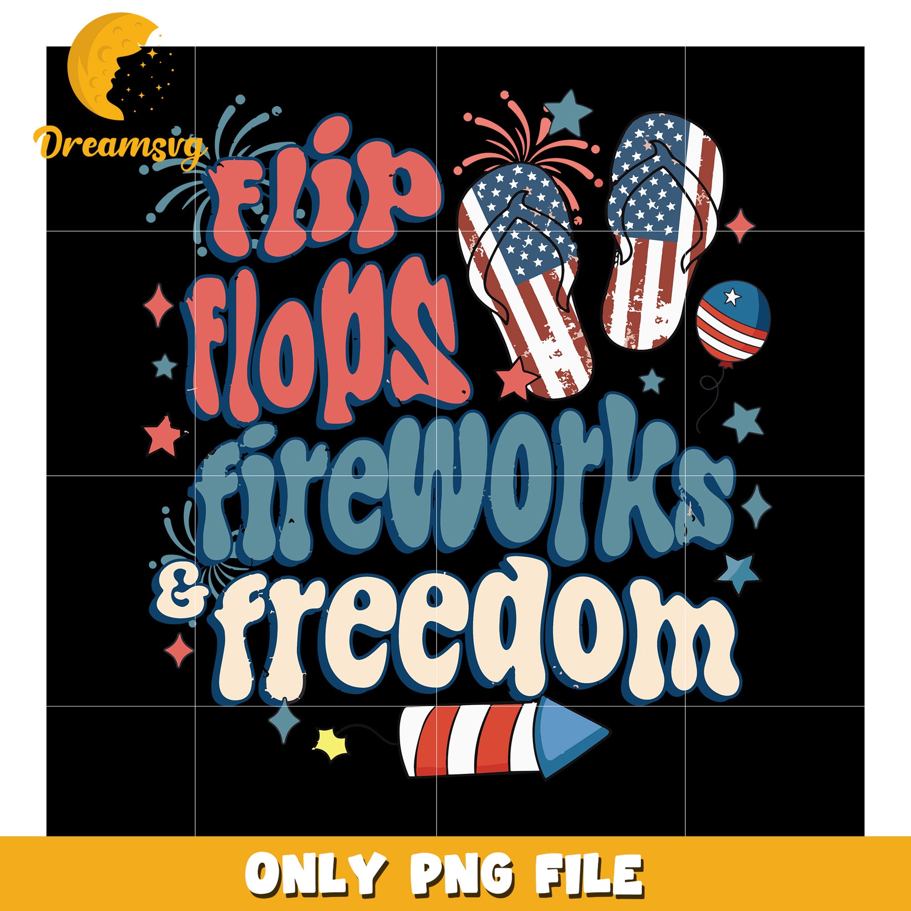 Flip flop fireworks funny png, summer celebration png, beach party png