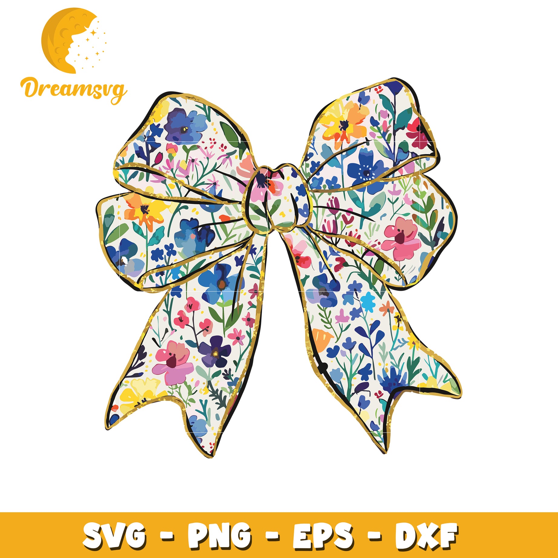 Floral Bow SVG PNG EPS DXF Cut File