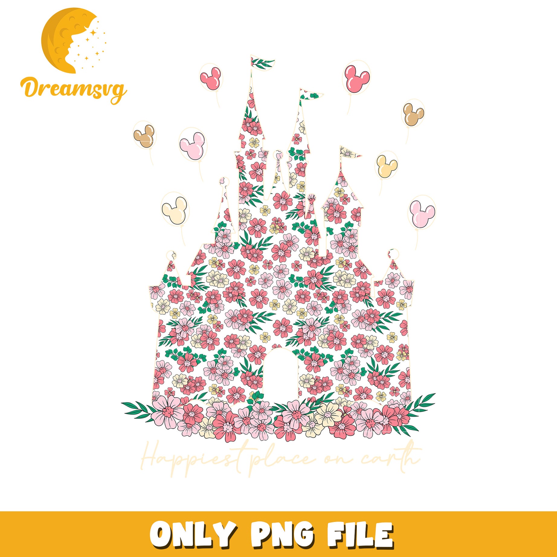 Floral Castle Design PNG for Happiest Place on Earth
