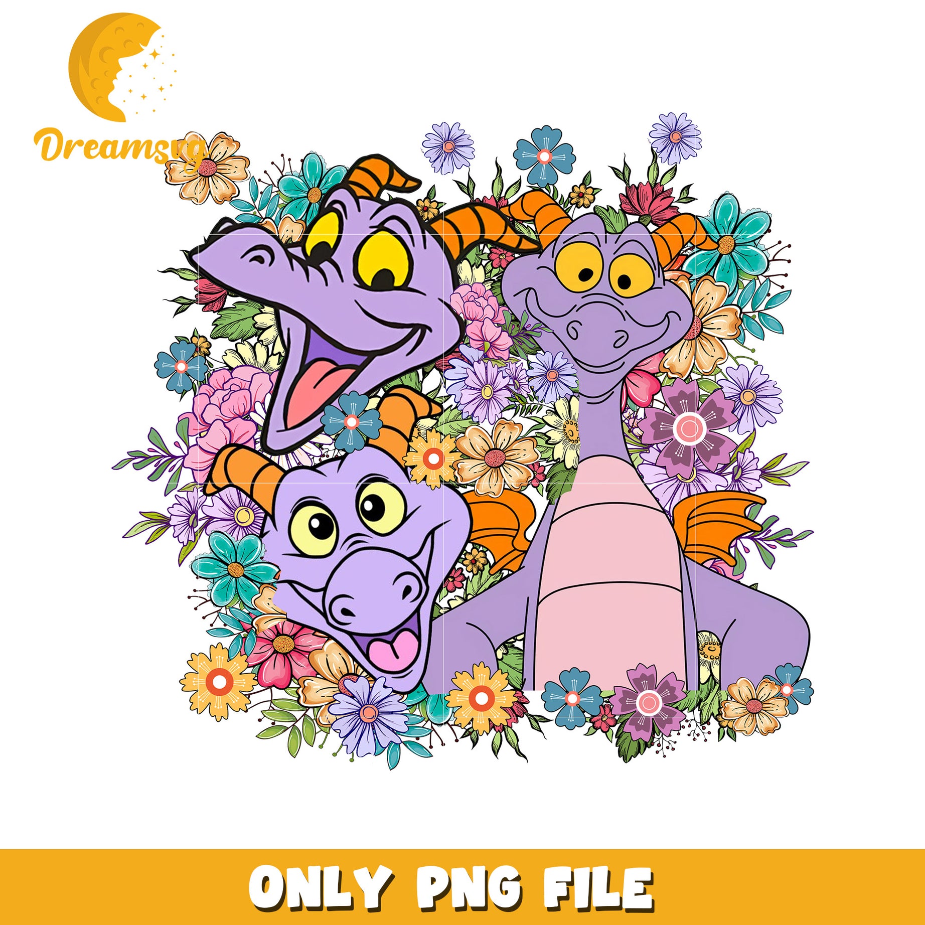 Floral Dragon PNG Sublimation