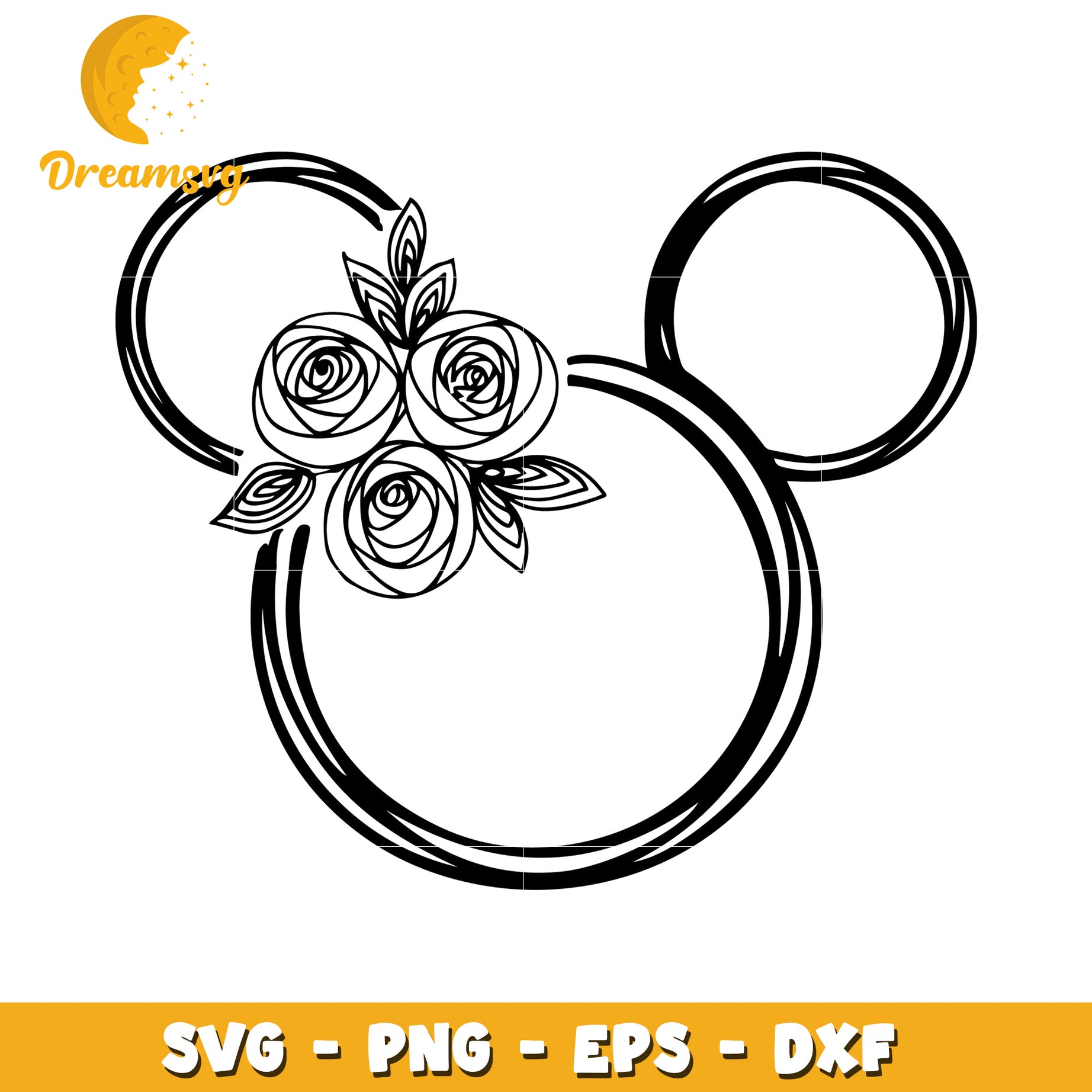 Floral Mickey Mouse SVG Cut File