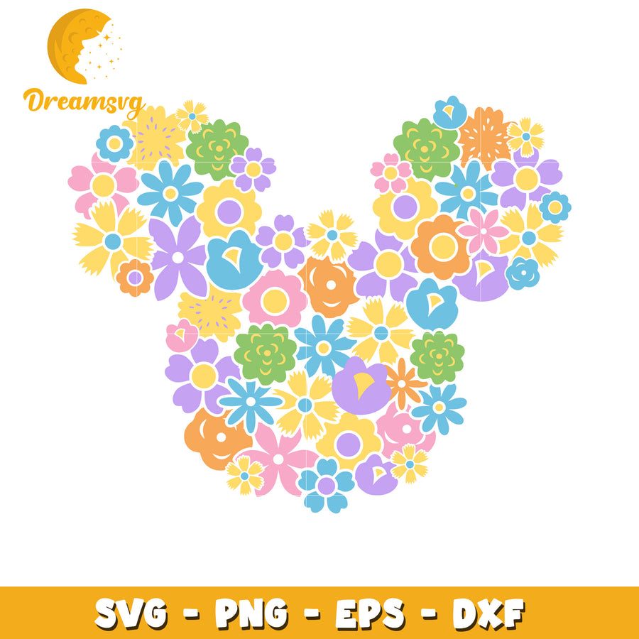 Floral Mickey Mouse SVG PNG EPS DXF