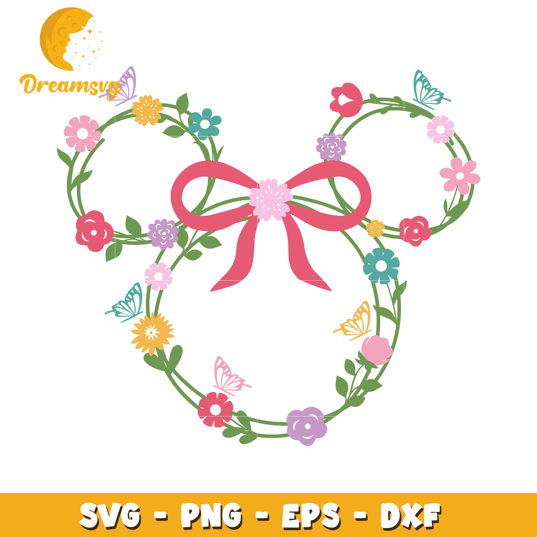 Floral Mickey Mouse Wreath SVG Design for Creative Projects