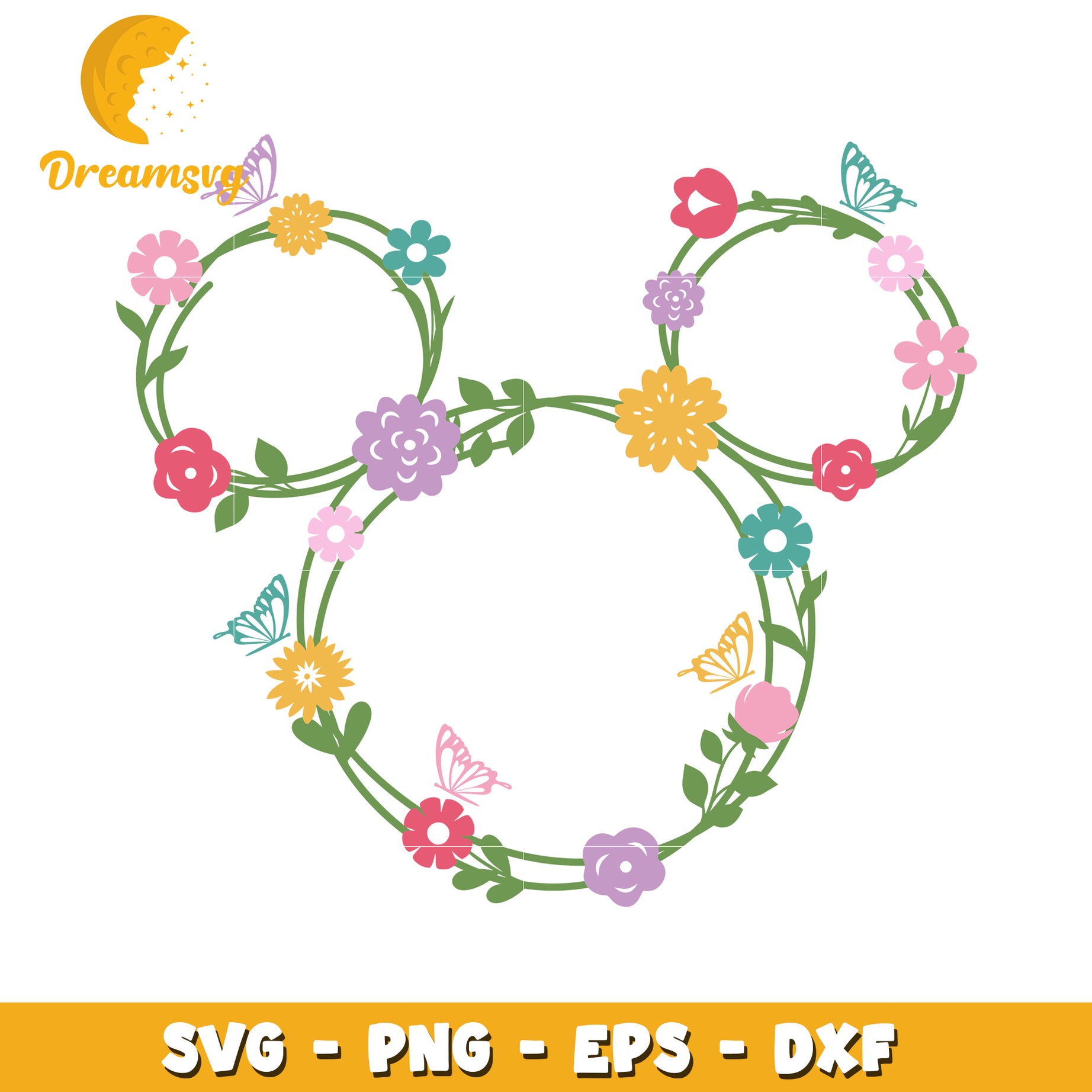 Mickey Spring Svg Floral Mickey SVG PNG EPS DXF Files – DreamSVG Store