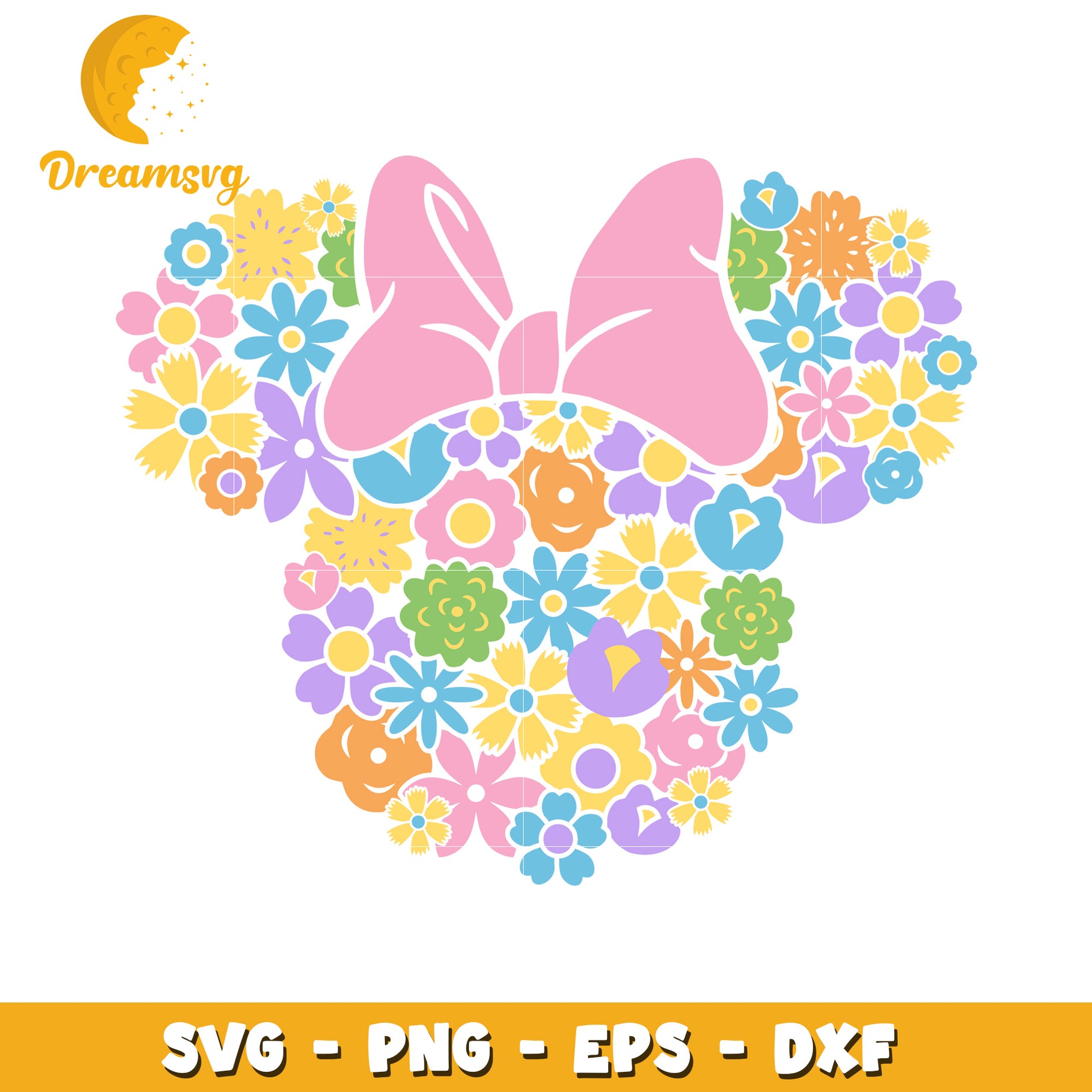 Floral Minnie Mouse SVG PNG EPS DXF