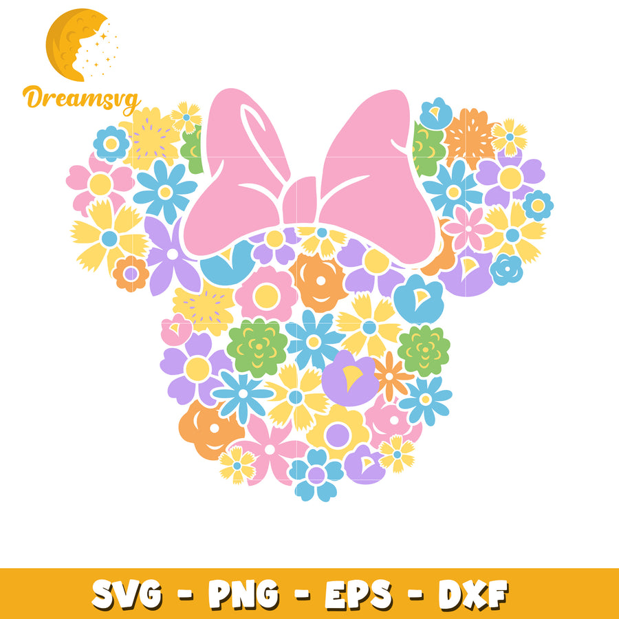Floral Minnie Mouse SVG PNG EPS DXF