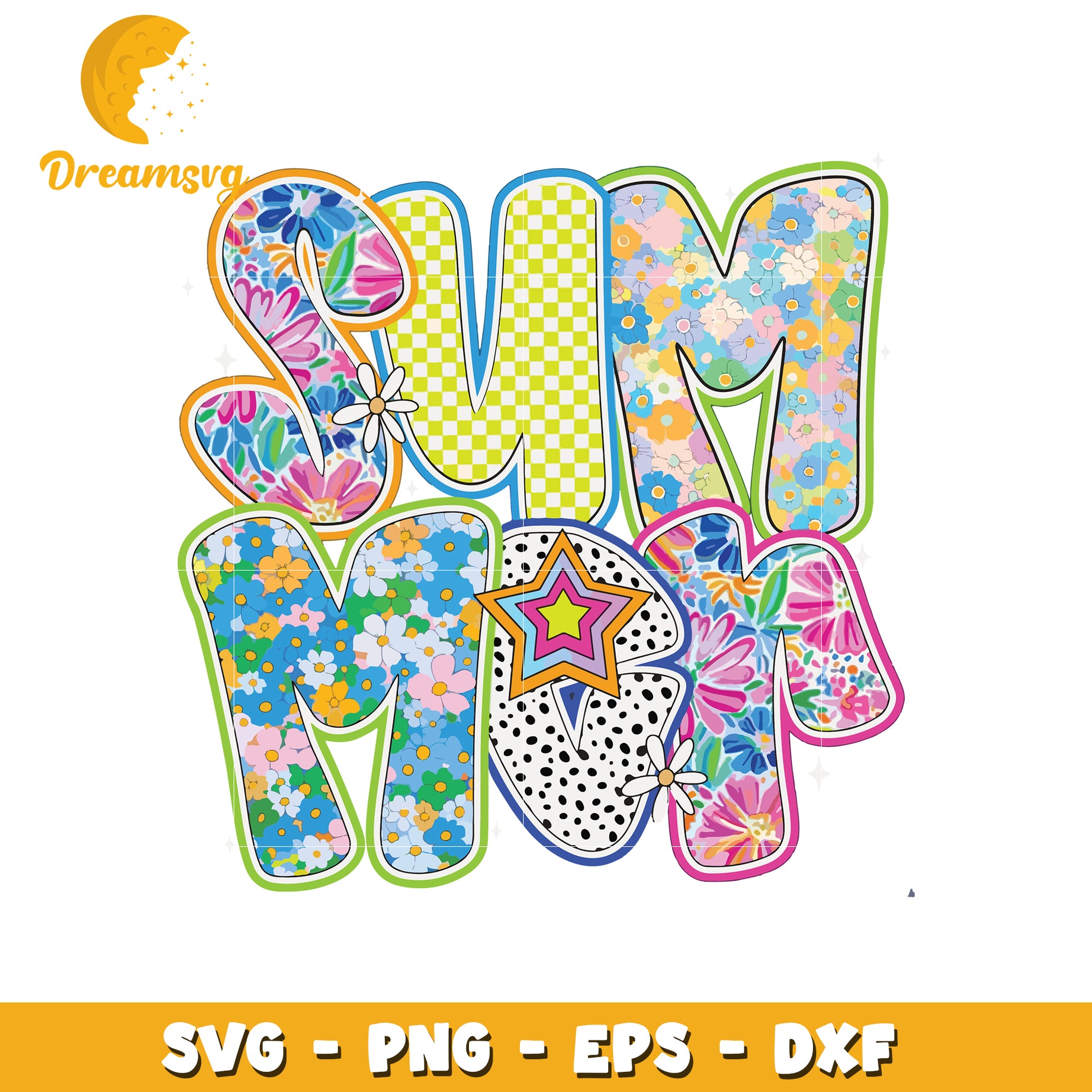 Floral Summer SVG Design PNG EPS DXF