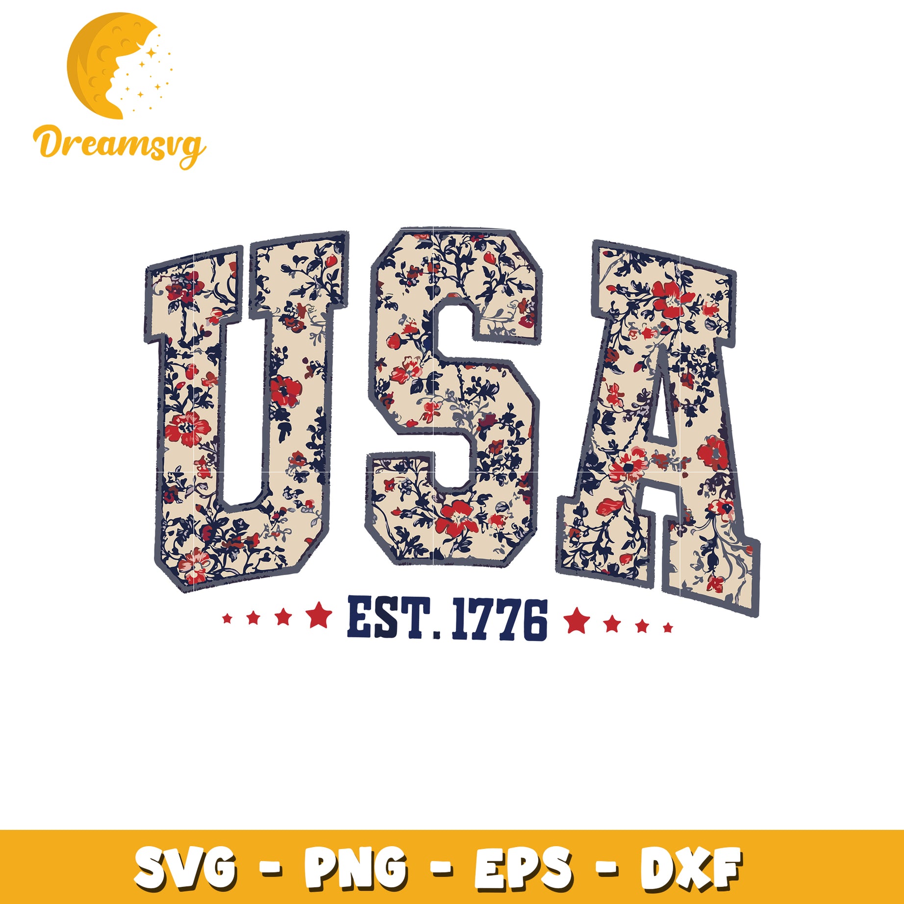 Floral USA SVG Patriotic Design