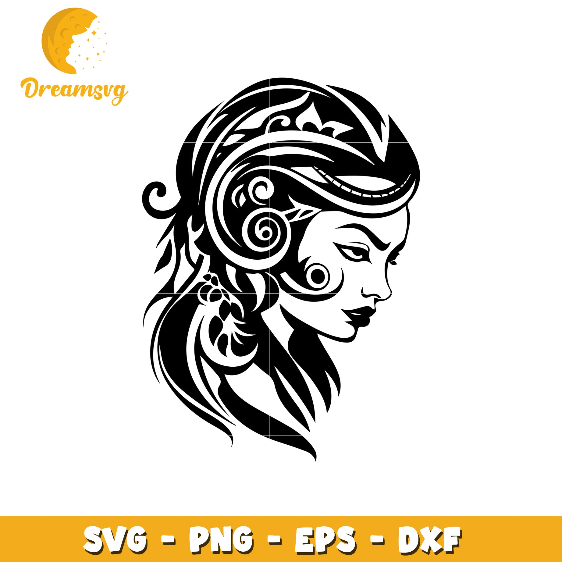 Floral Woman Portrait, SVG PNG EPS DXF Files