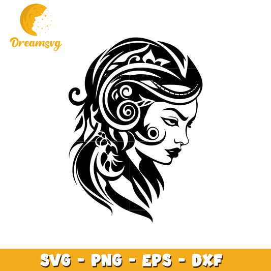 Floral Woman Portrait, SVG PNG EPS DXF Files