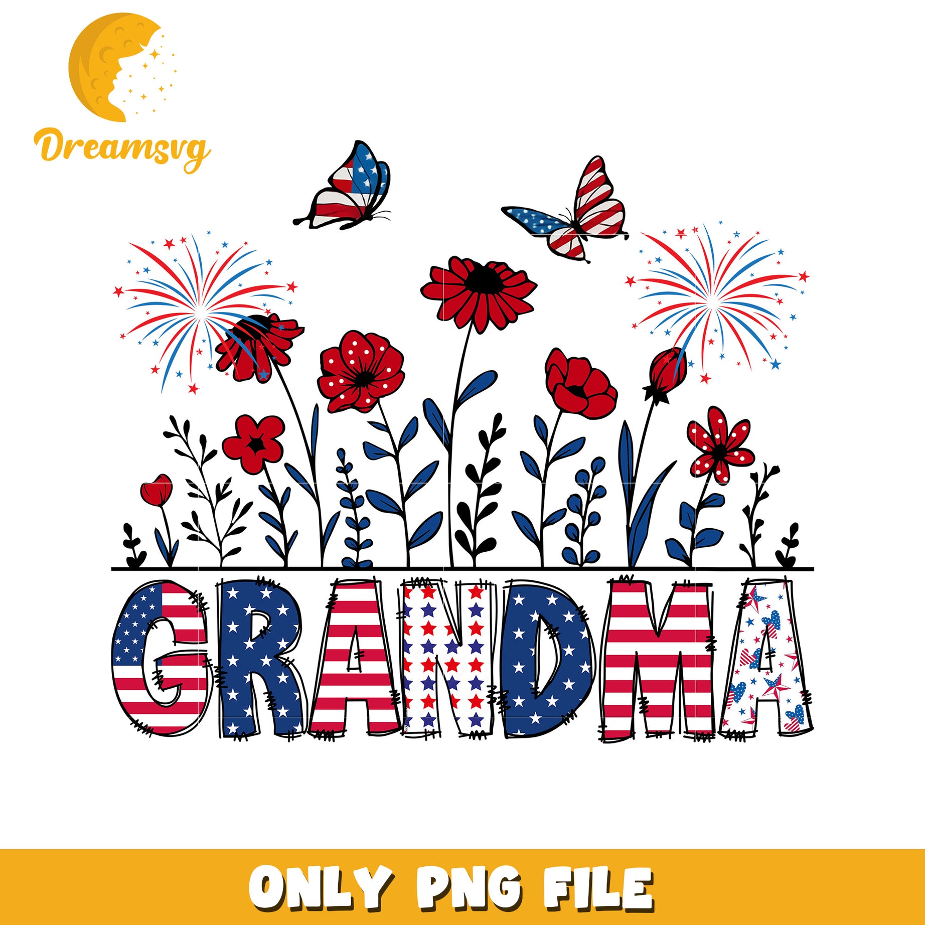 Floral grandma png, grandma design png, flower pattern png