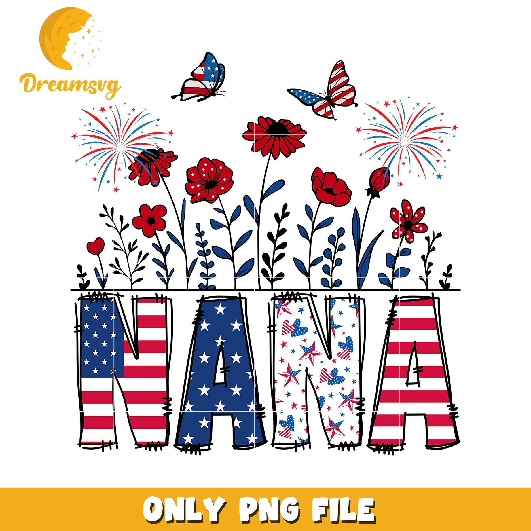 Floral nana png, flower pattern png, grandmother gift png