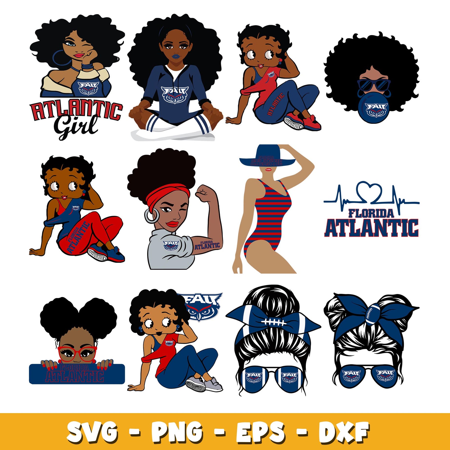 Florida Atlantic girl Bundle svg, Florida Atlantic logo svg, ncaa svg 