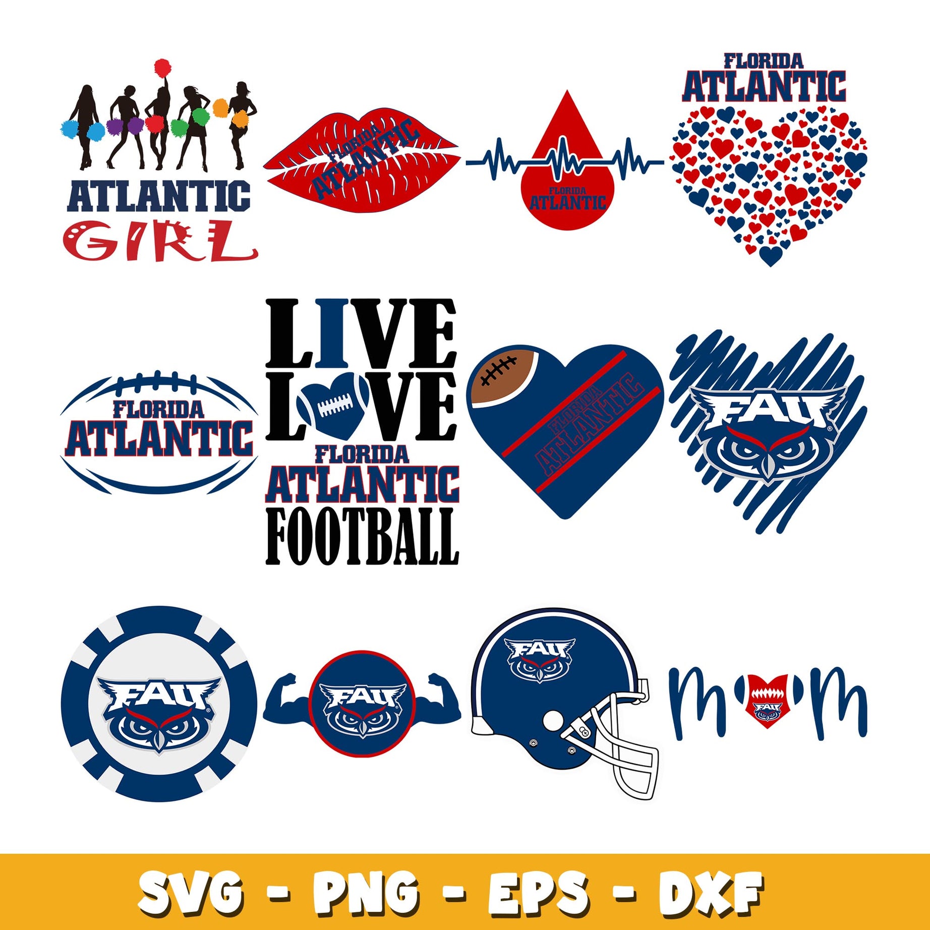 Florida Atlantic love Bundle svg, Florida Atlantic logo svg, ncaa svg  