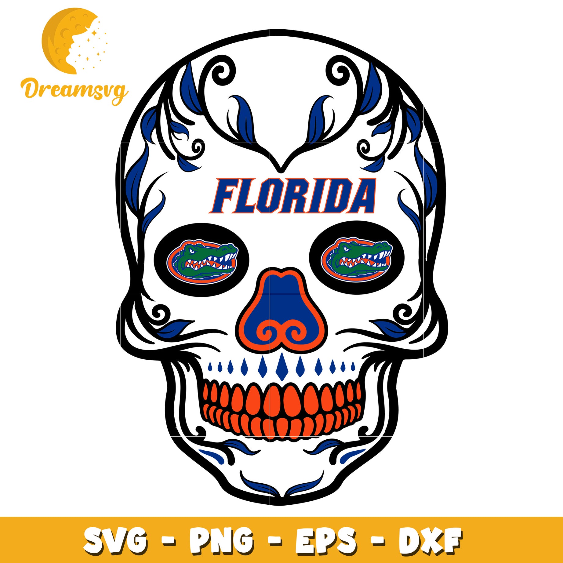 Florida Gators Sugar Skull SVG PNG EPS DXF