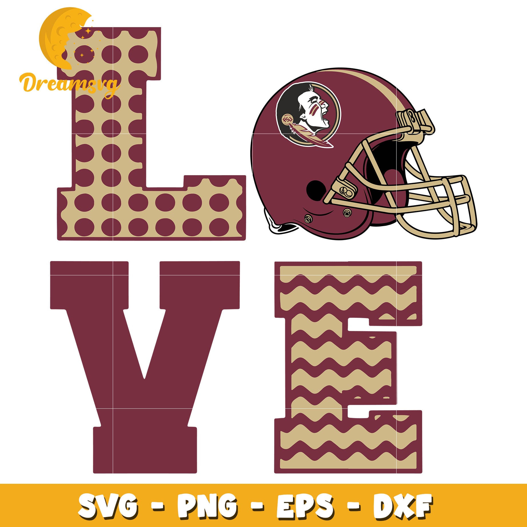 Florida State Football Love SVG PNG EPS DXF