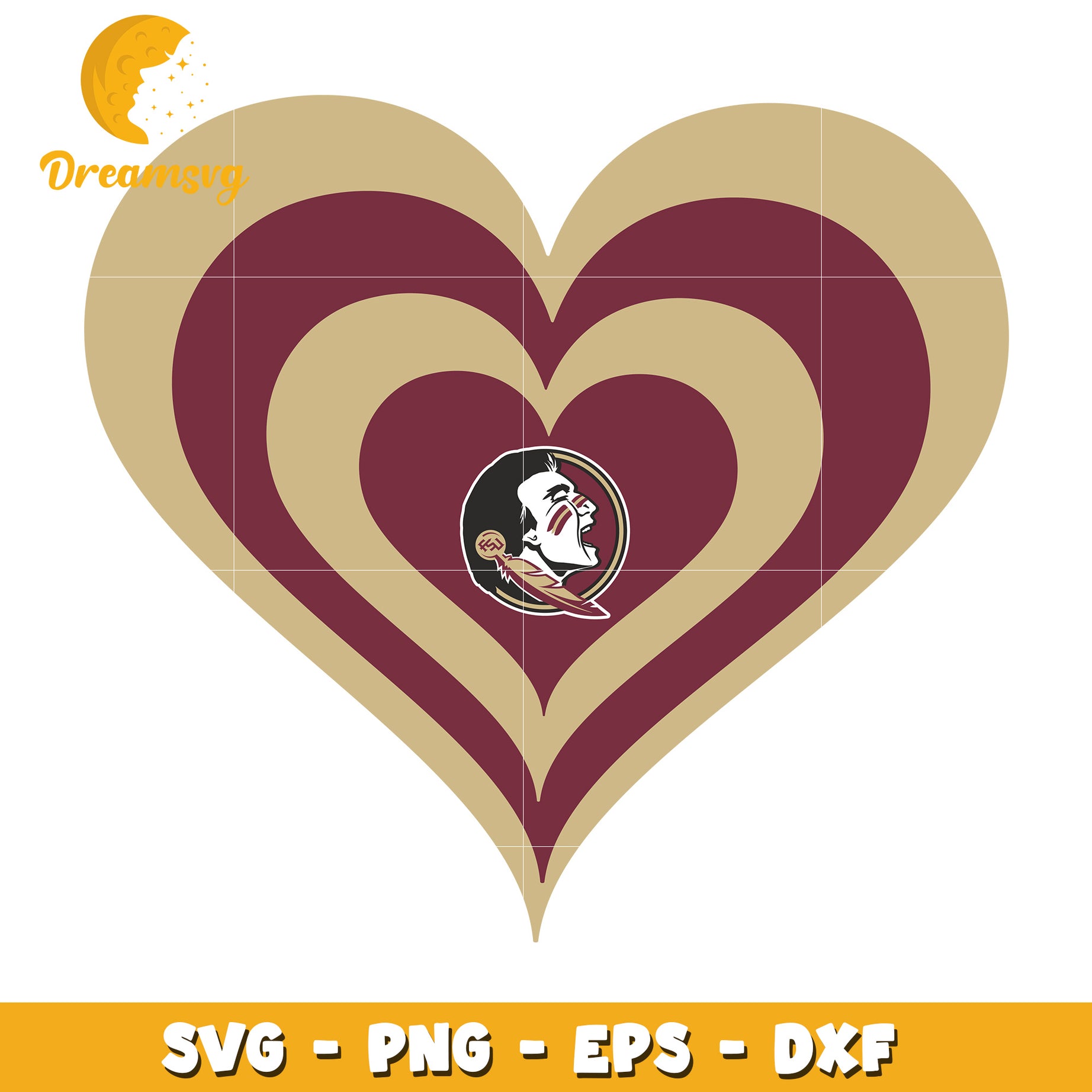 Florida State Seminoles Heart SVG PNG EPS DXF