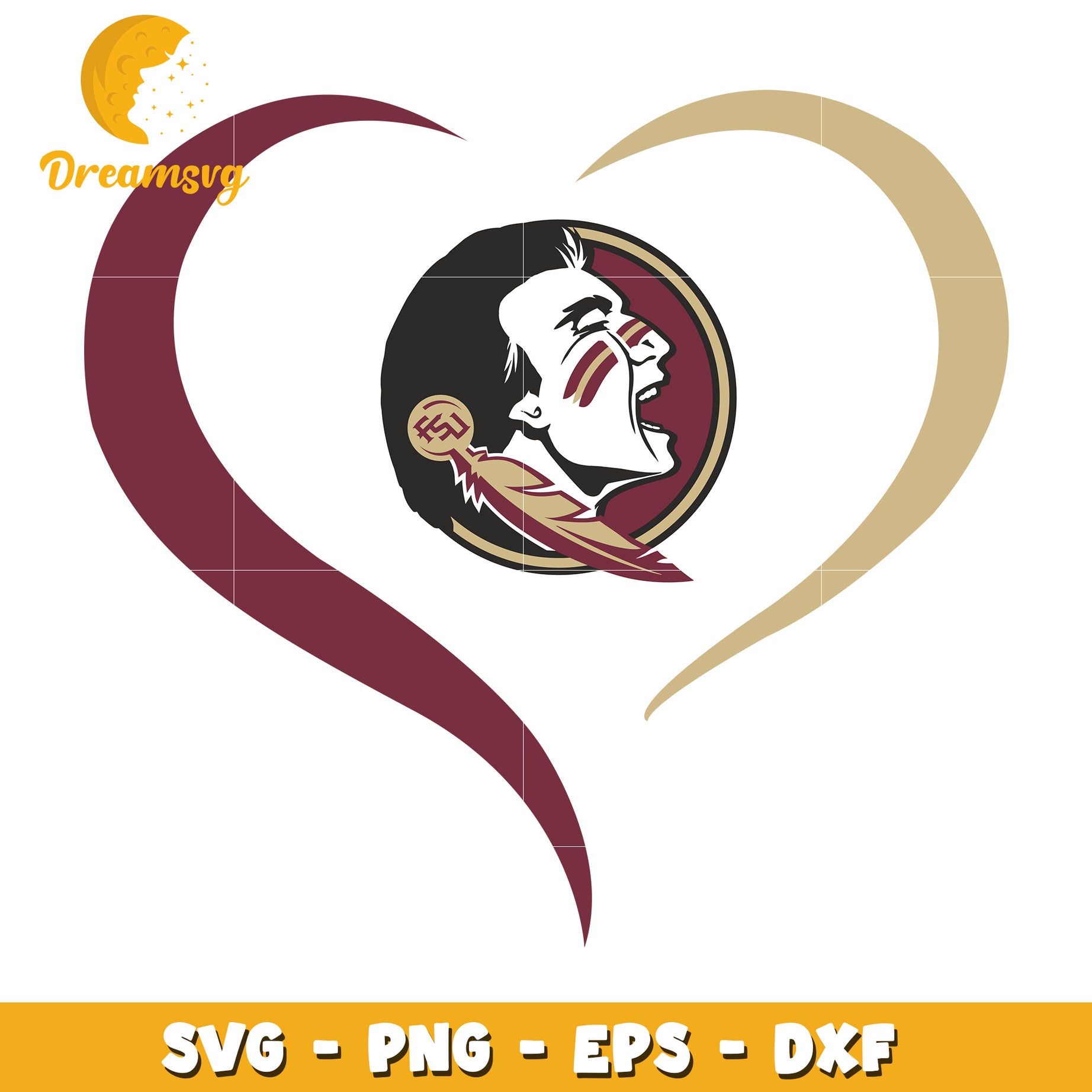 Florida State University SVG Heart Design for Fans and Crafts