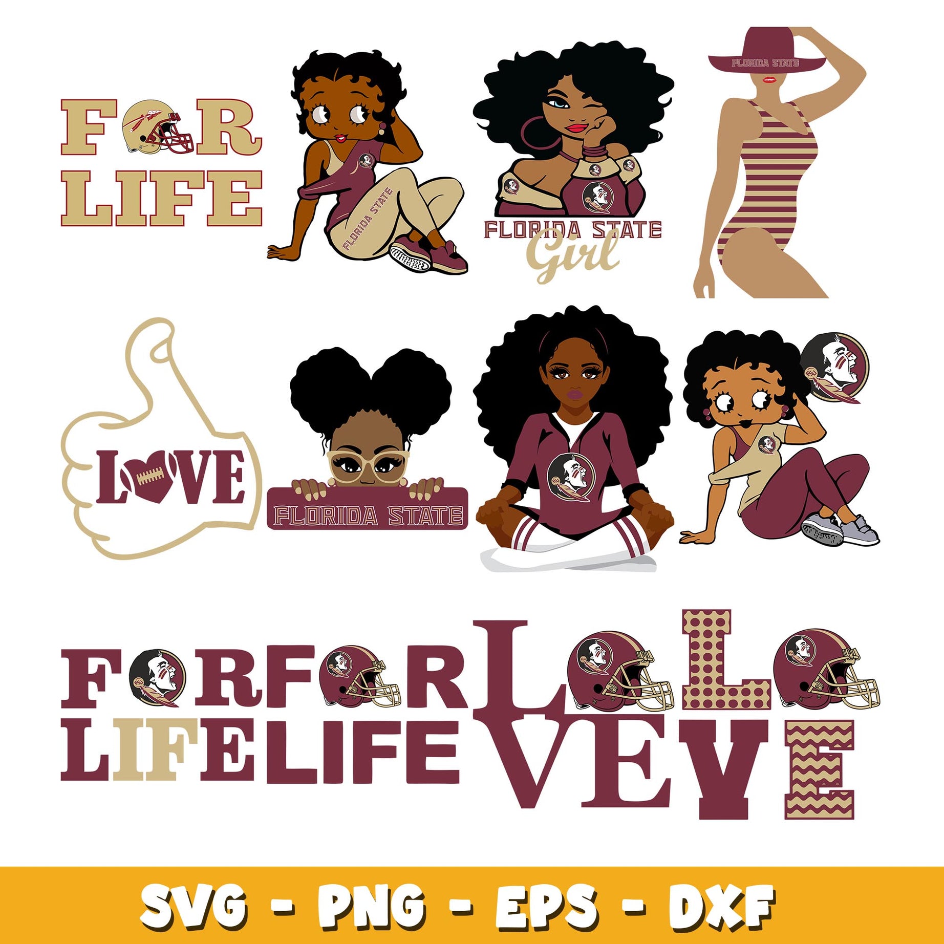 Florida State Seminoles girl Bundle svg, Florida State Seminoles logo svg, ncaa svg  