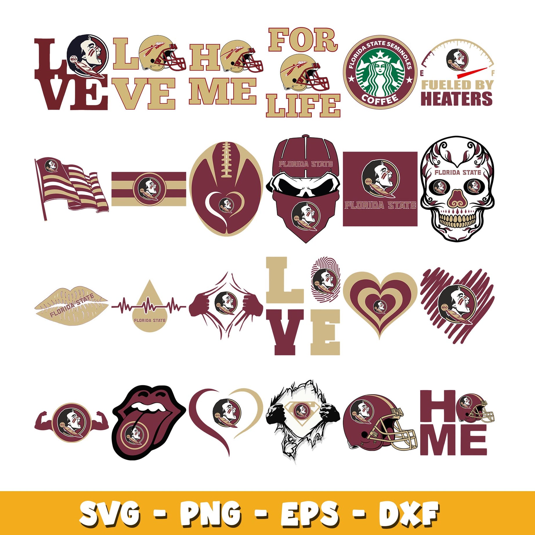 aLove Florida State Seminoles Bundle svg, Florida State Seminoles logo svg, ncaa svg  