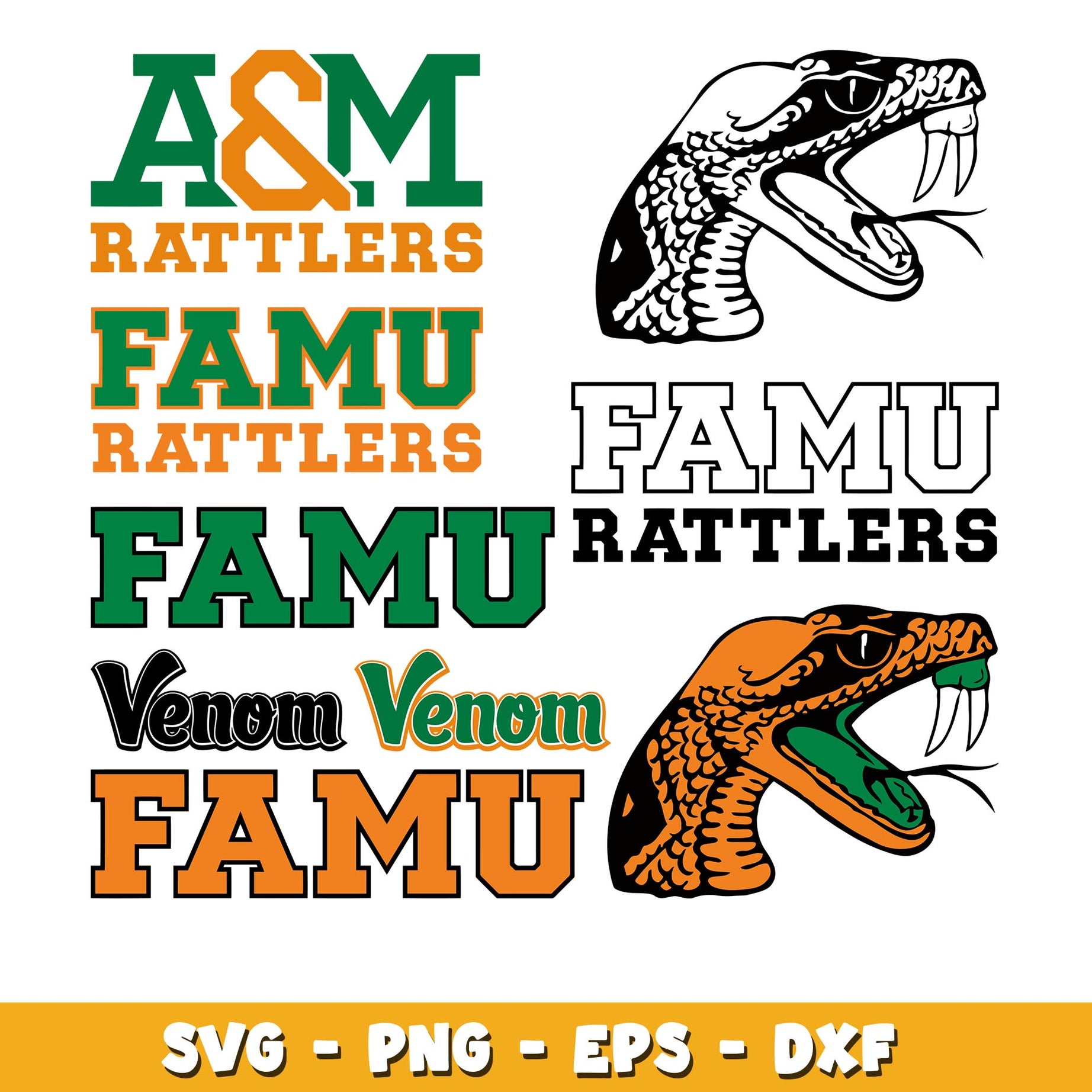 Florida A&M Rattlers Bundle svg, Florida A&M Rattlers logo svg, ncaa s ...