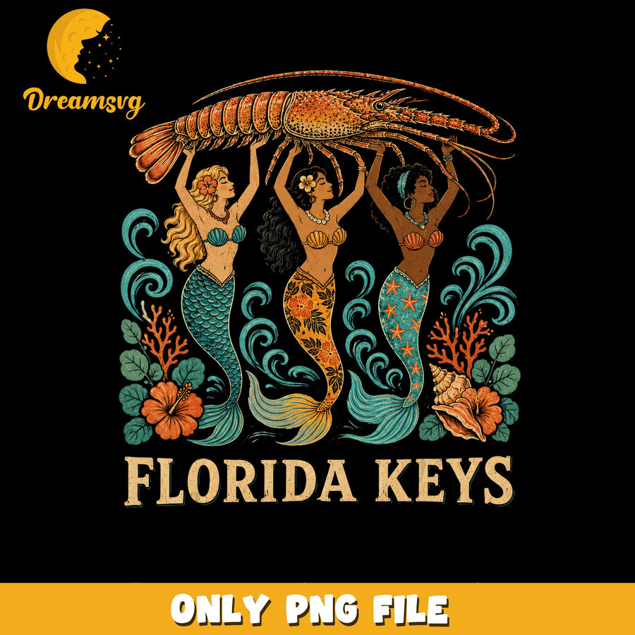 Florida Keys PNG, Mermaid Design, Seafood Lover PNG