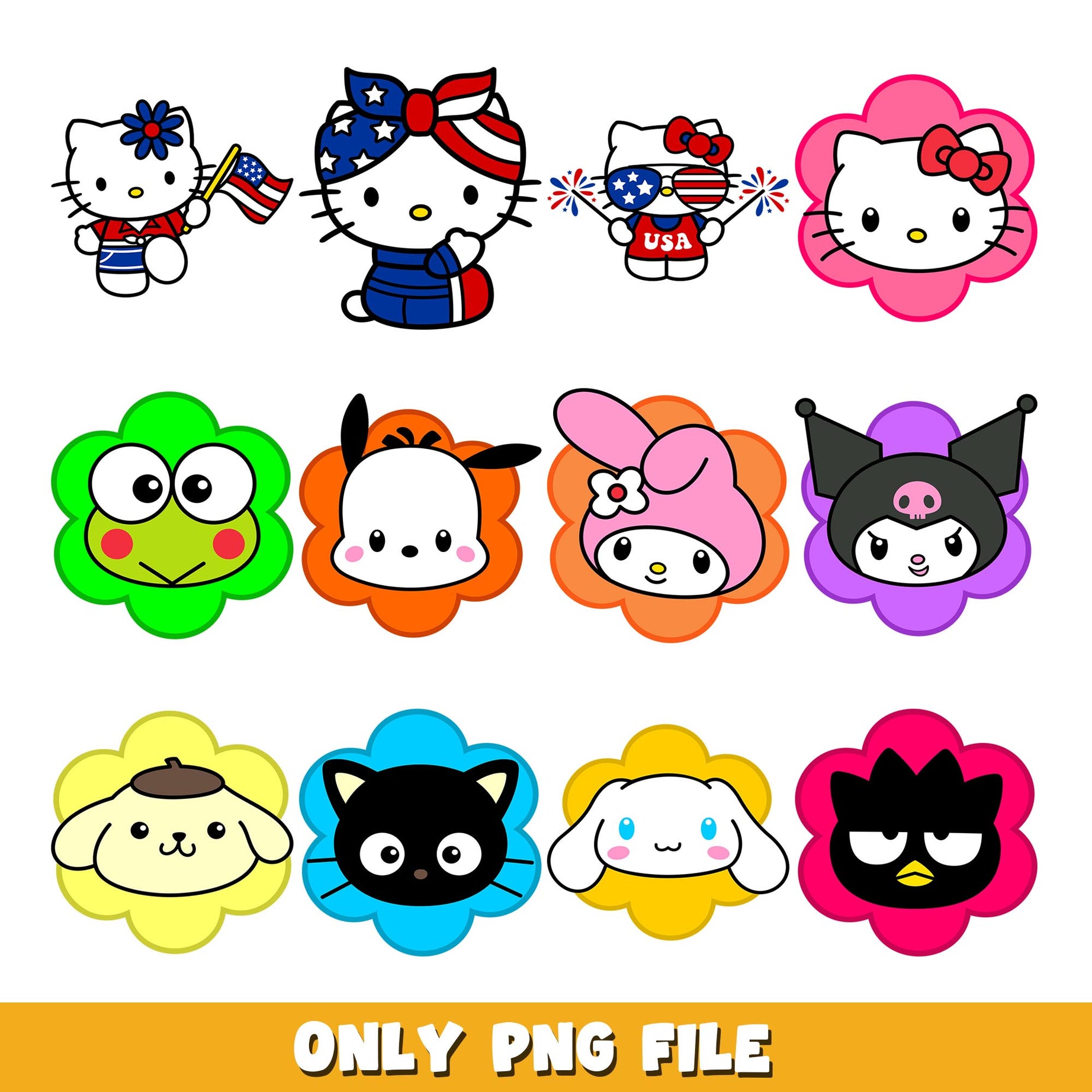 Flower Sanrio Characters png, Sanrio  bundle png, cartoon png 