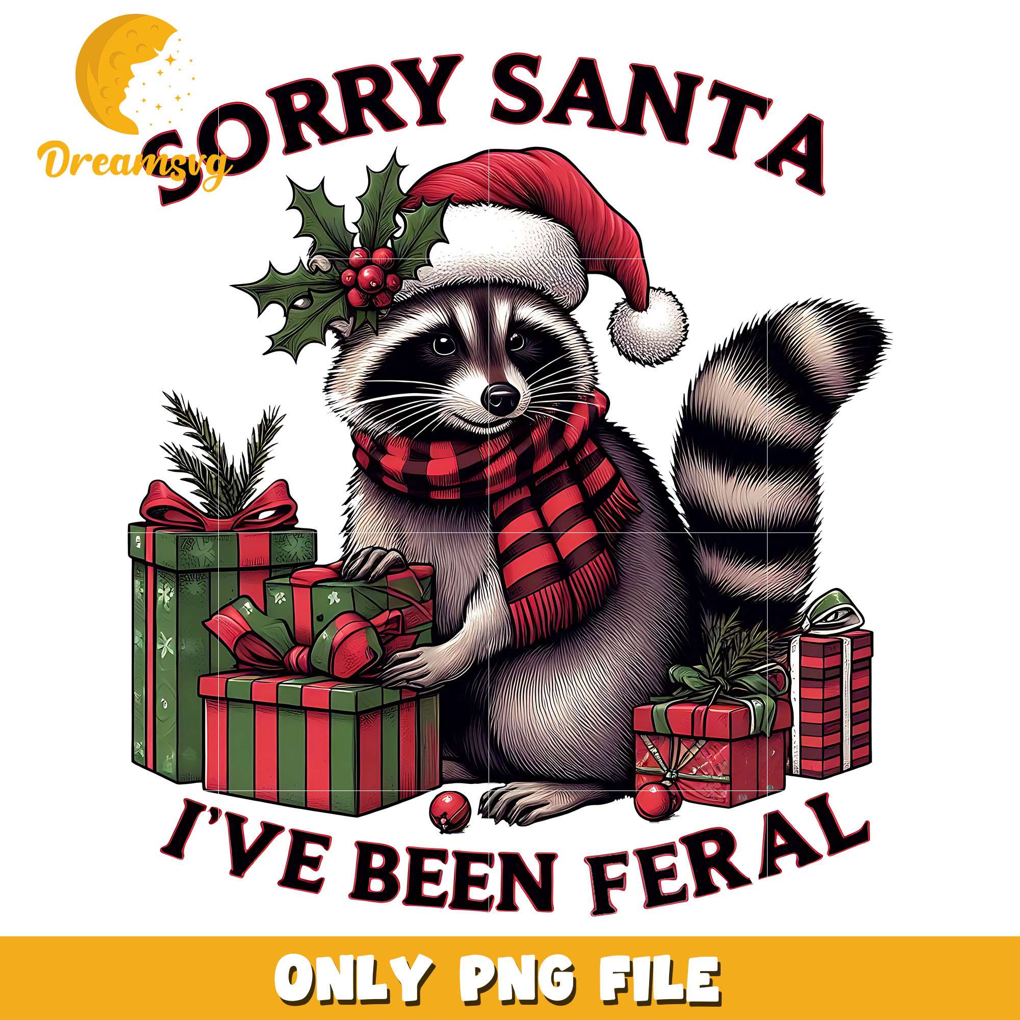 Fluffy raccoon I'vve been treasure png, raccoon png, christmas png