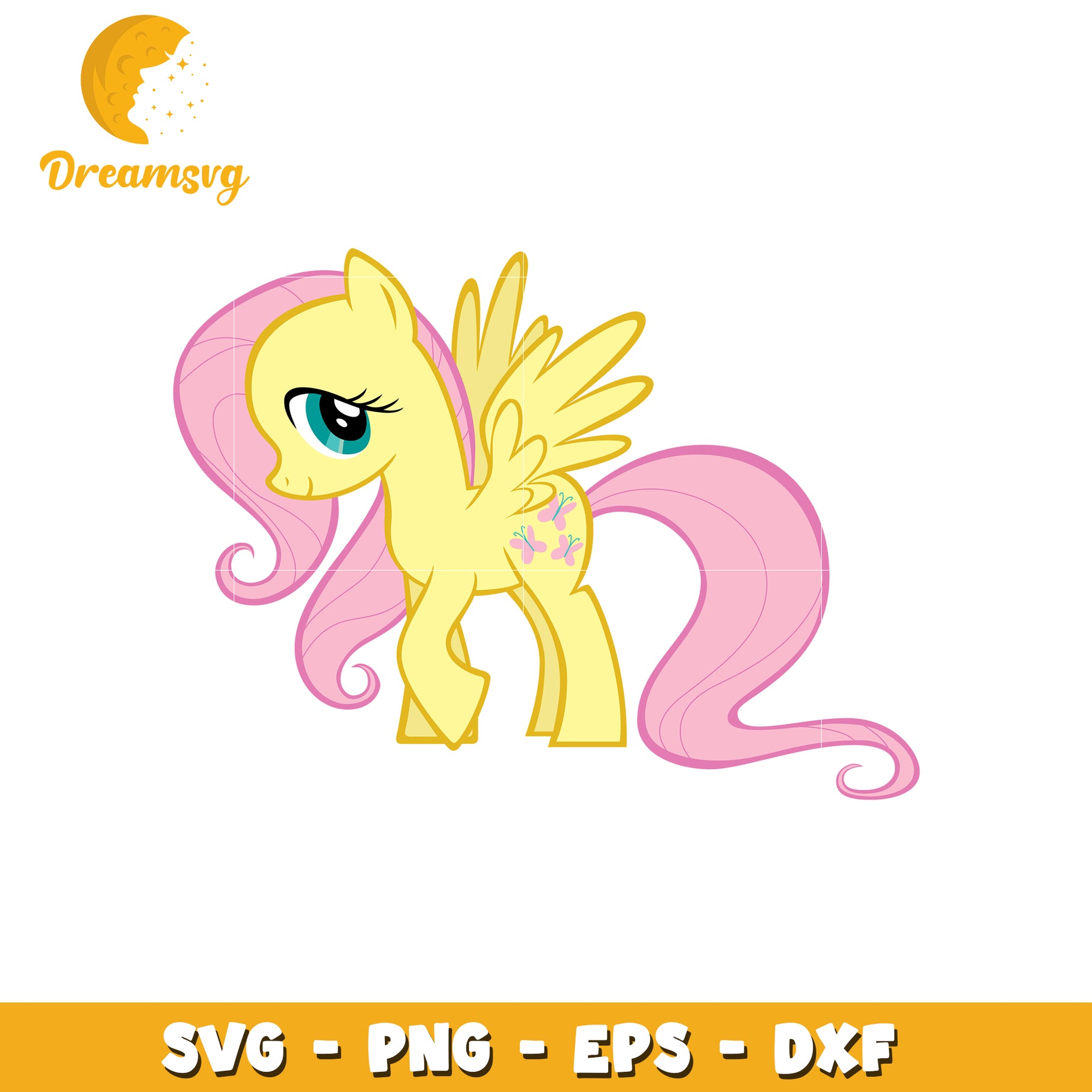 Fluttershy Pony SVG PNG EPS DXF Cut File