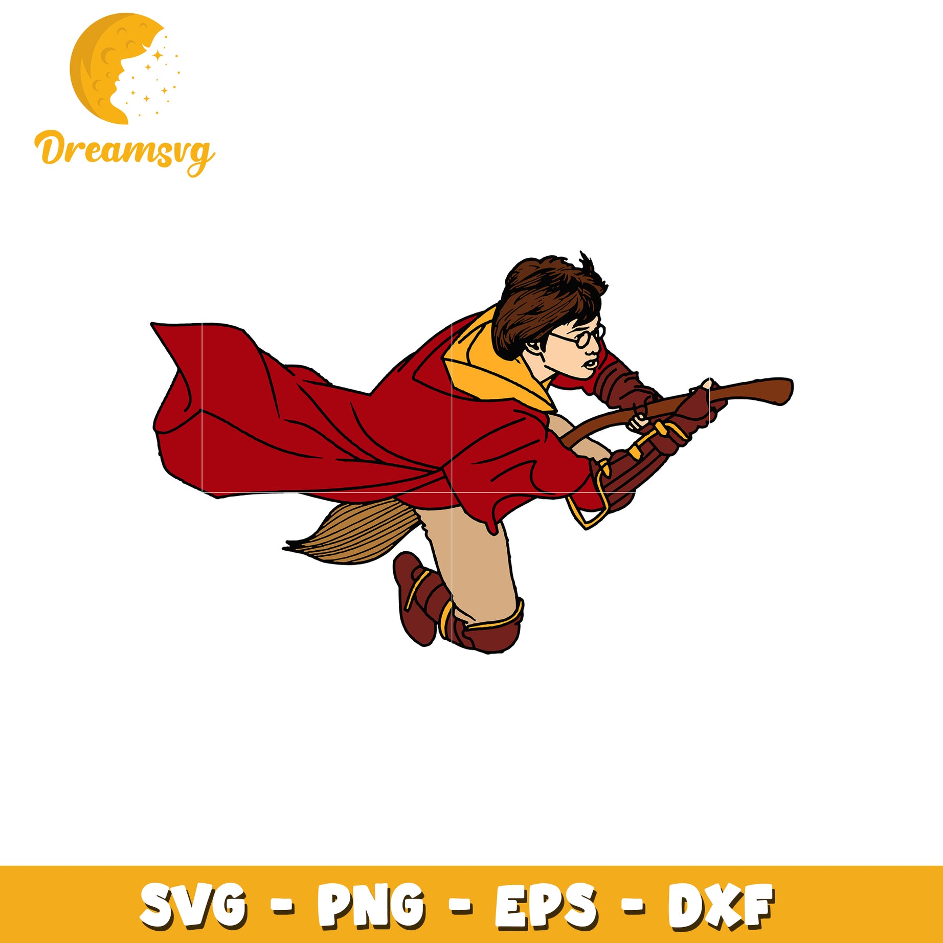 Flying Wizard on Broomstick SVG Clipart for Fans and Crafts