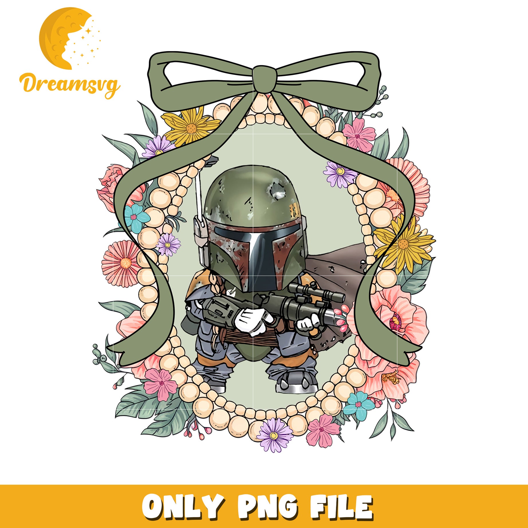 Foba fett picture frame with bowtie png, star wars png, star wars characterspng