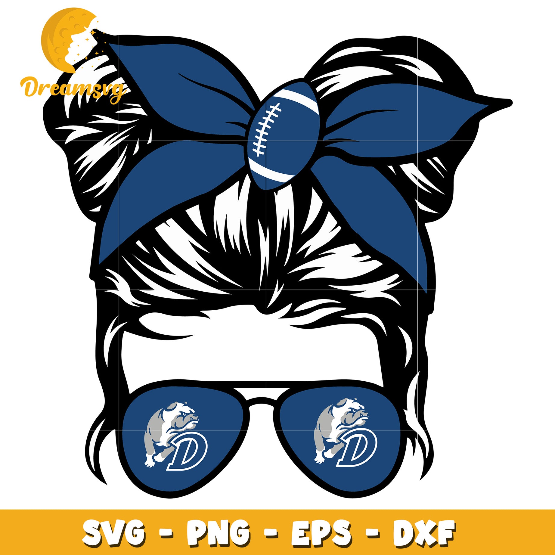 Football Girl Hair Bow SVG PNG EPS DXF