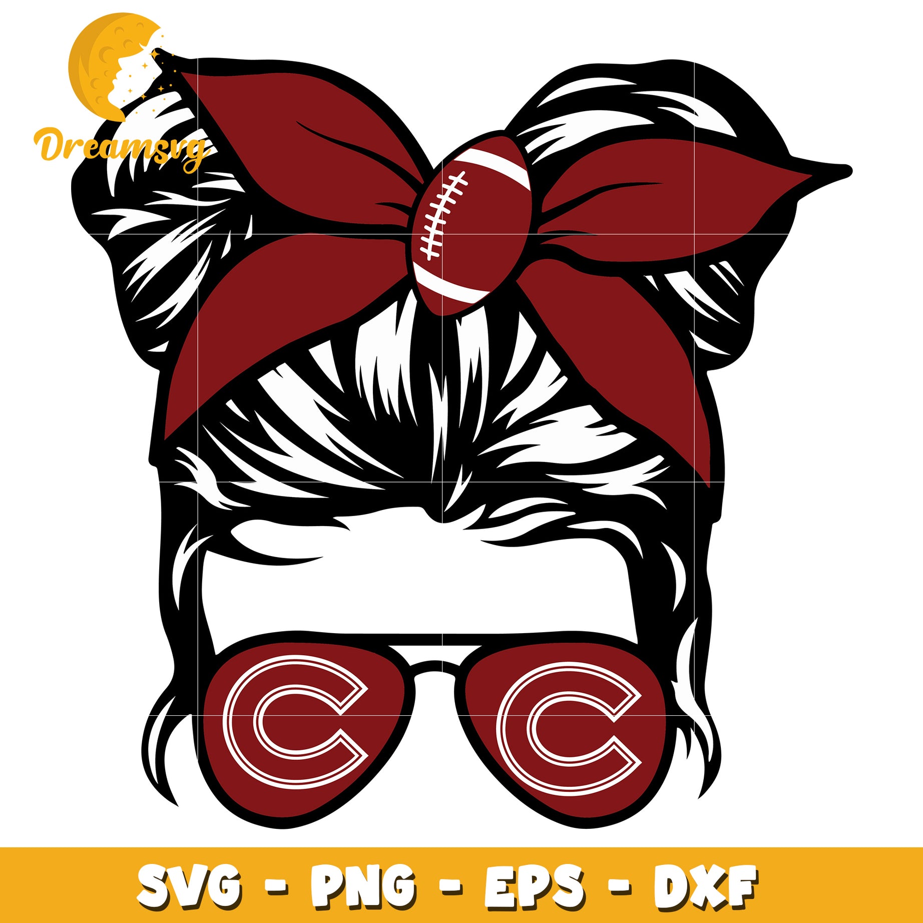 Football Girl Messy Bun SVG PNG EPS DXF