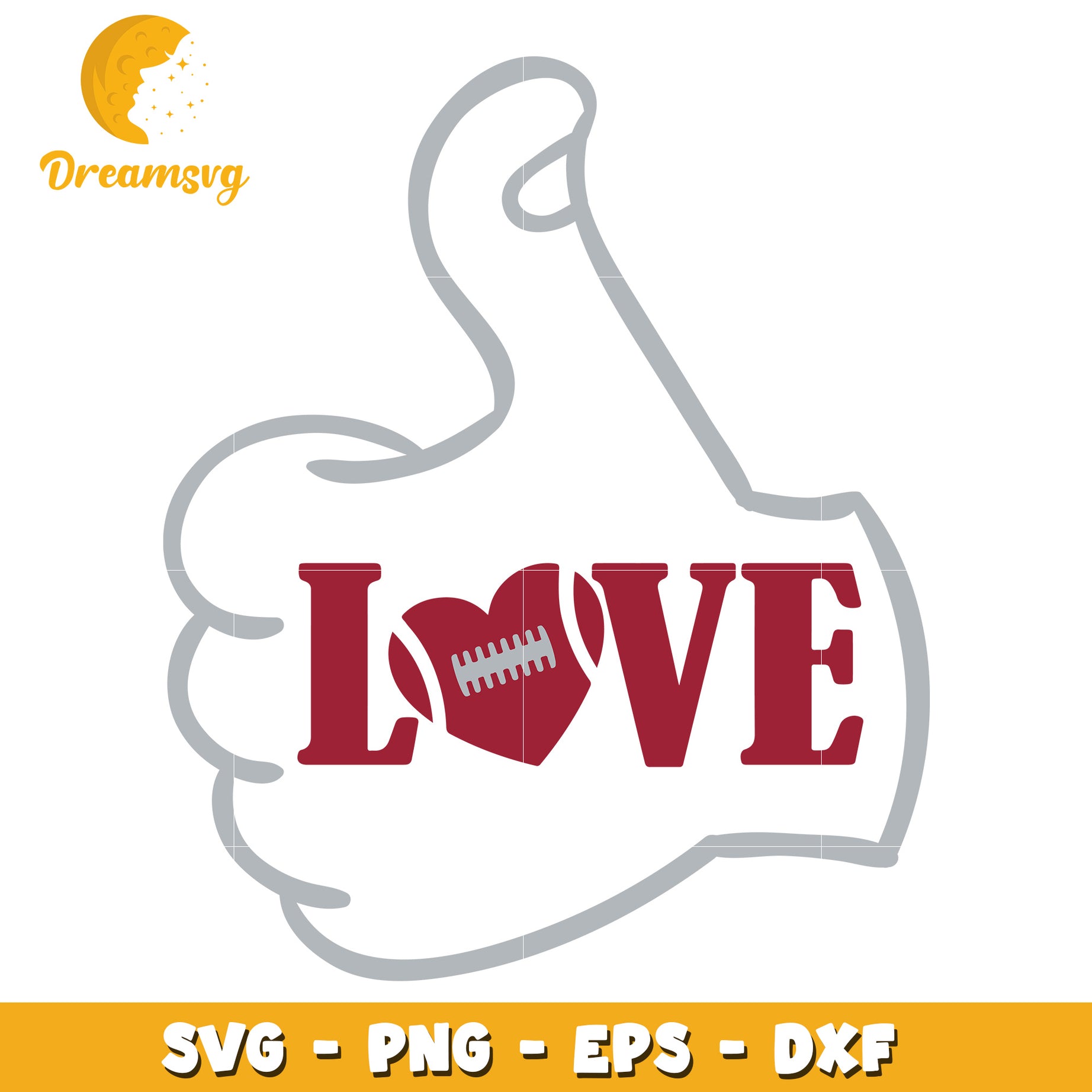 Football Love Thumbs Up SVG Cut File