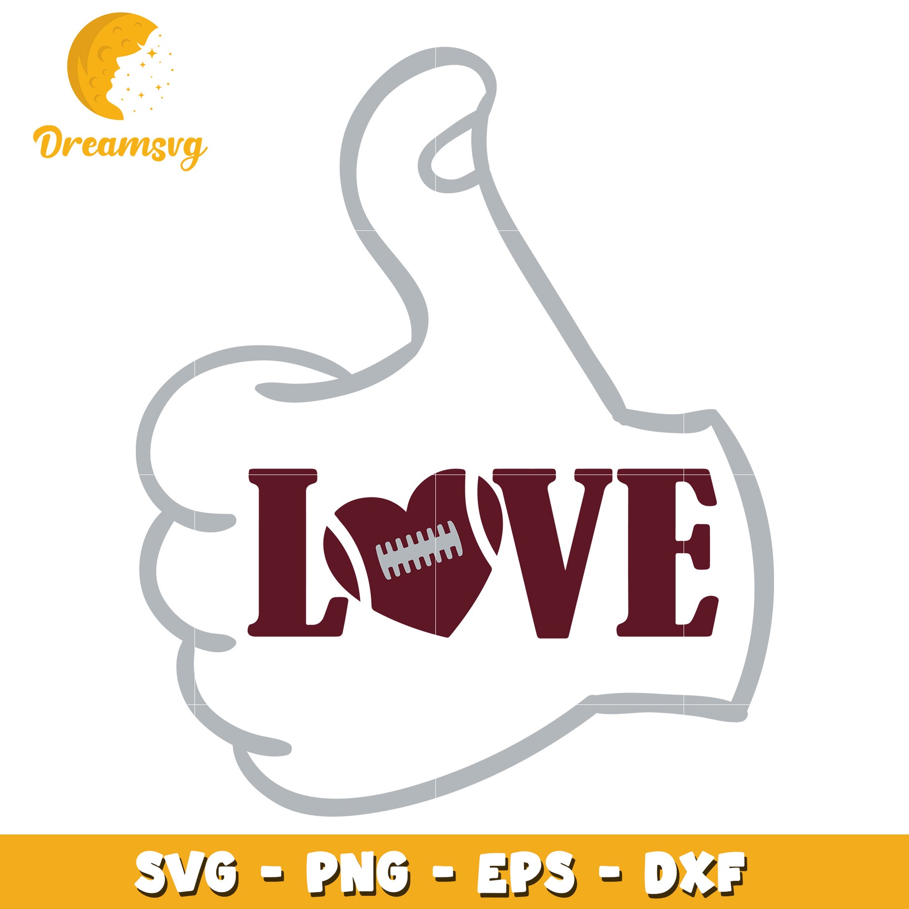 Football Love Thumbs Up SVG Cut File