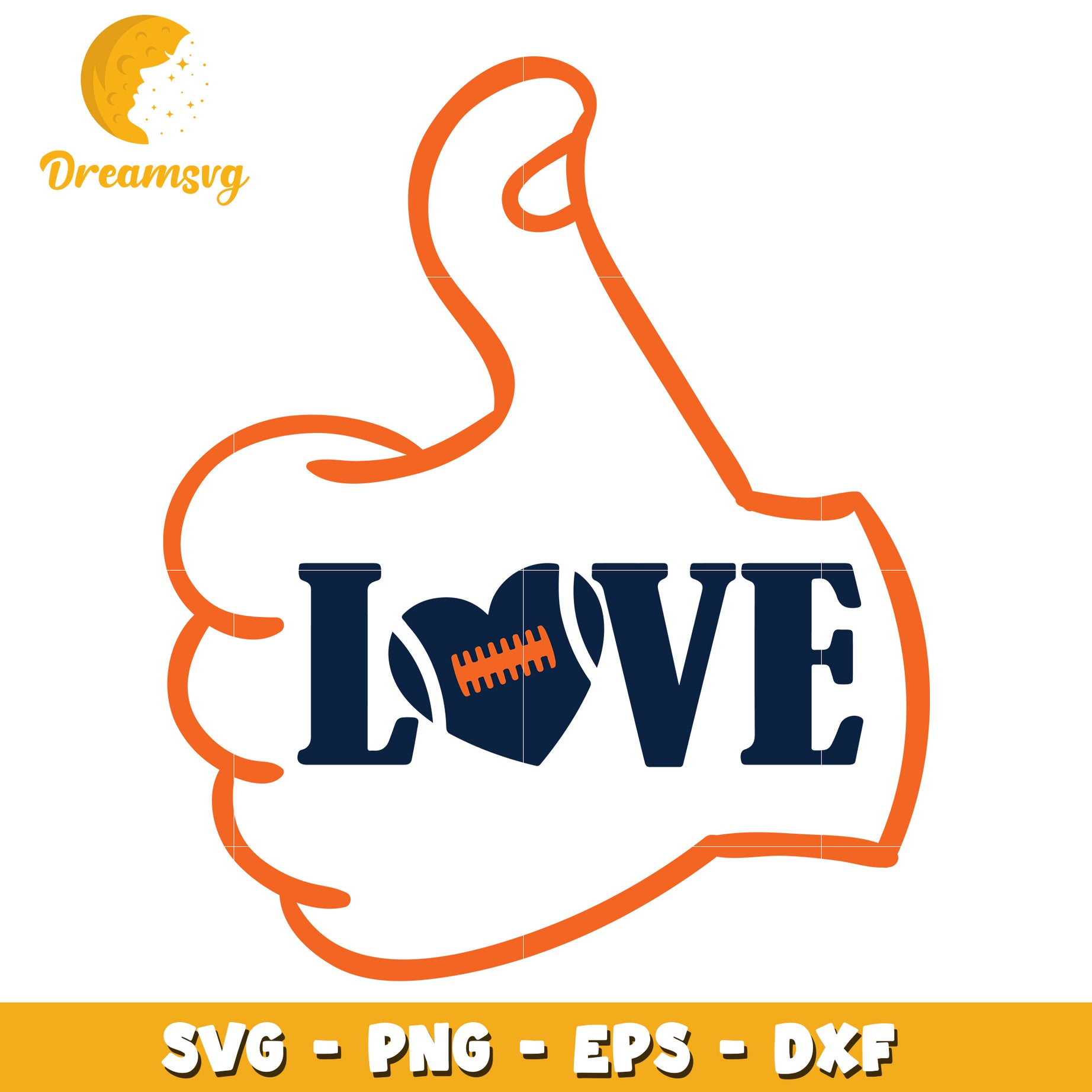 Football Love Thumbs Up SVG PNG EPS DXF