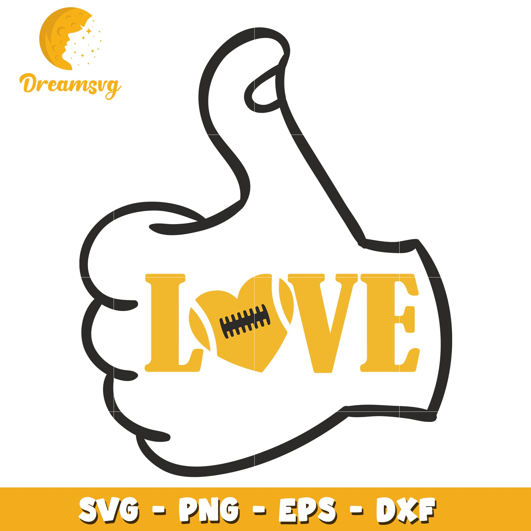 Football Love Thumbs Up SVG PNG EPS DXF