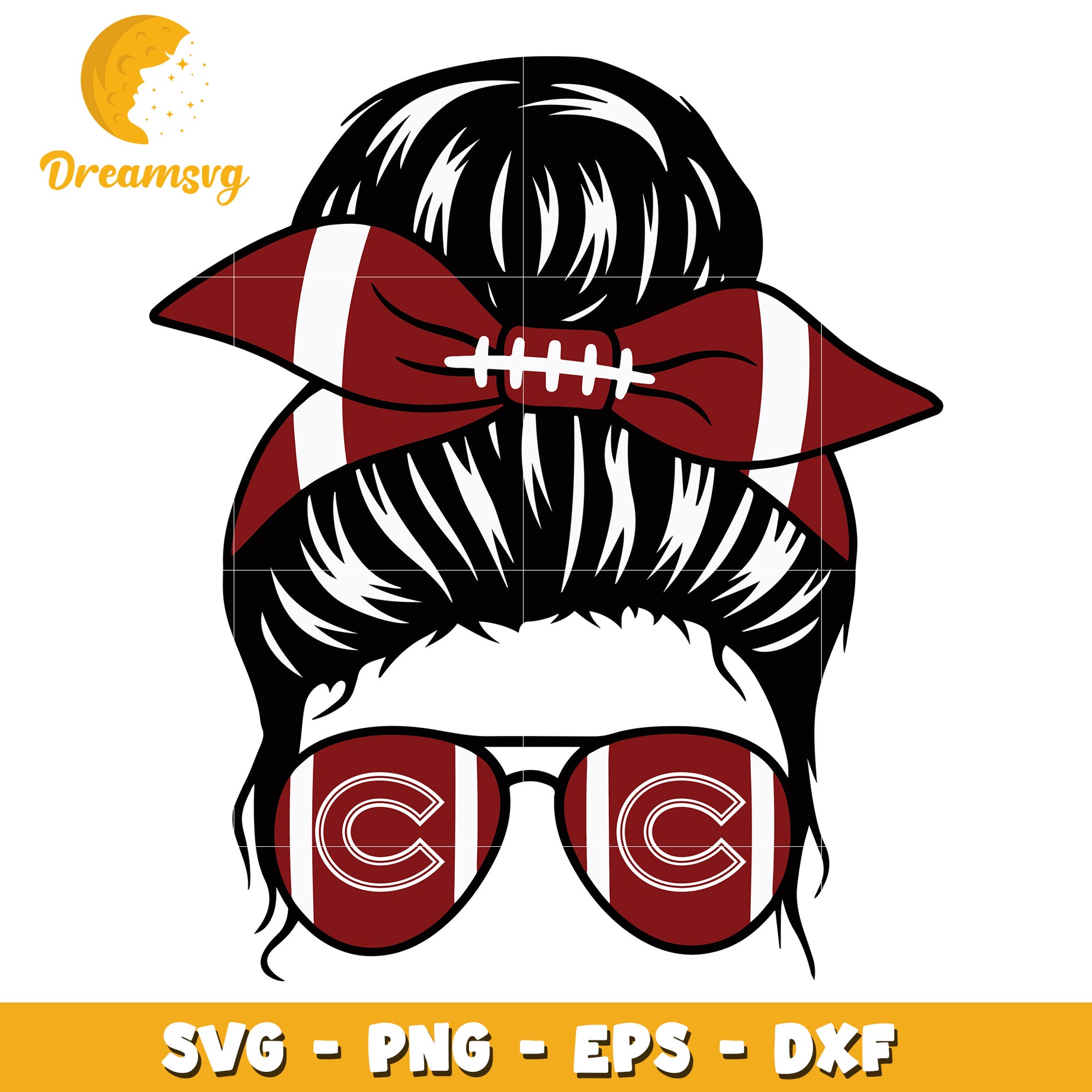 Football Messy Bun SVG Cut File