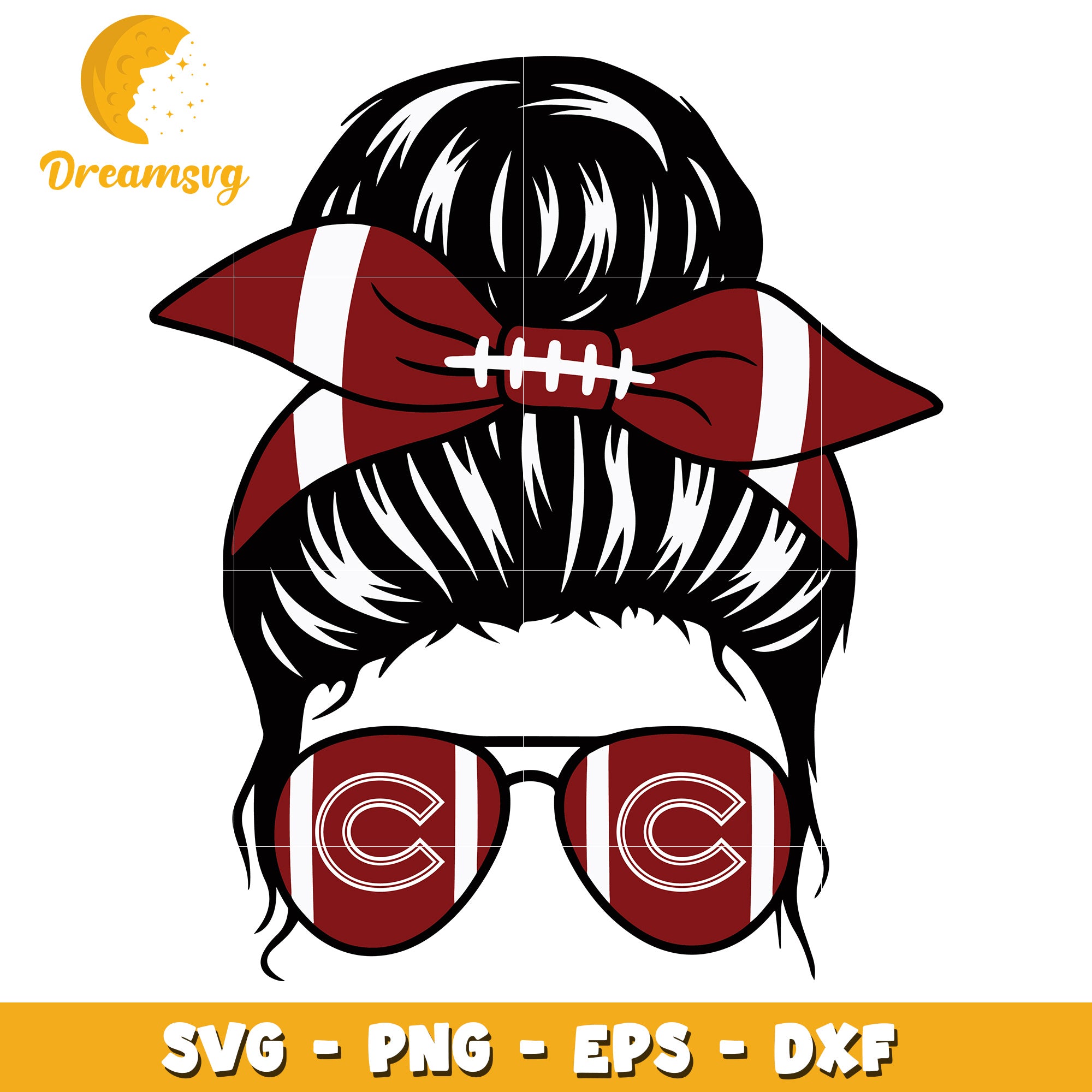 Football Messy Bun SVG Cut File