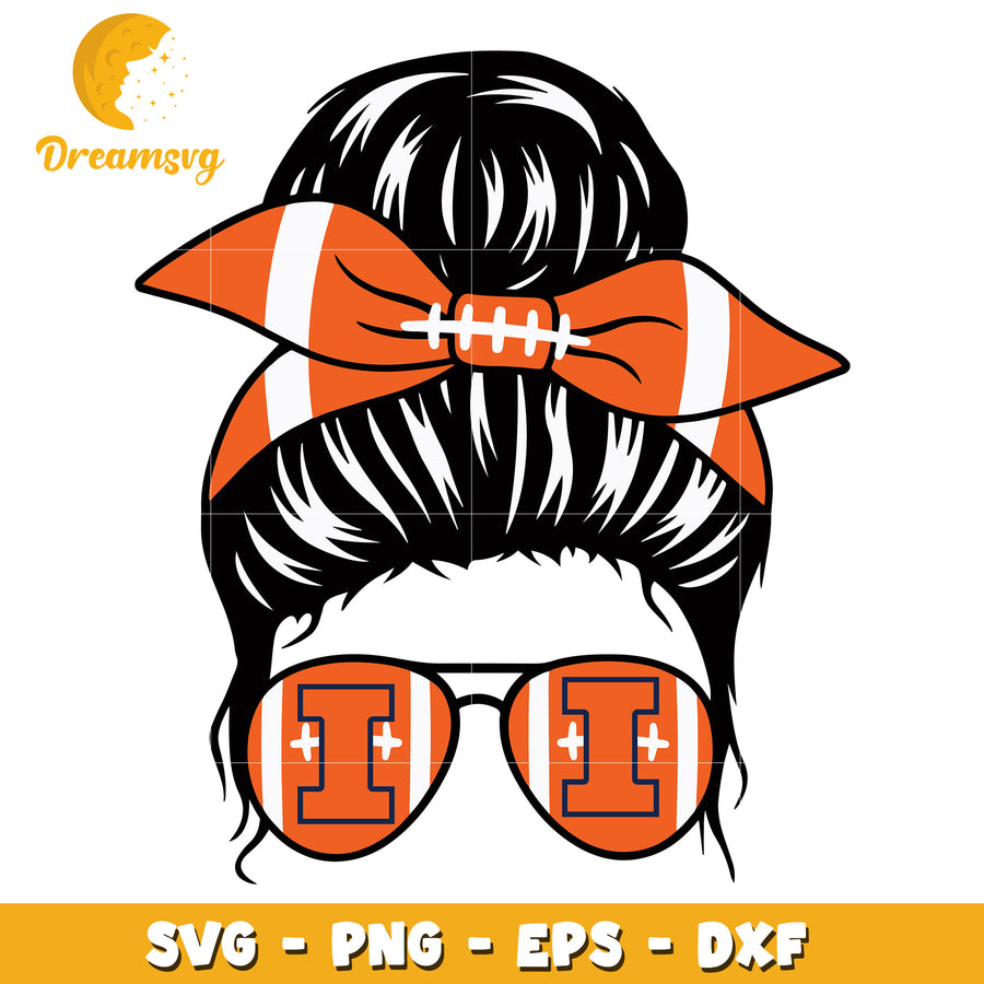 Football Mom Messy Bun SVG Cut File