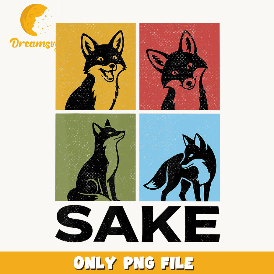 For Fox Sake Retro Grid PNG, Fox Lover Funny Quote, Animal PNG