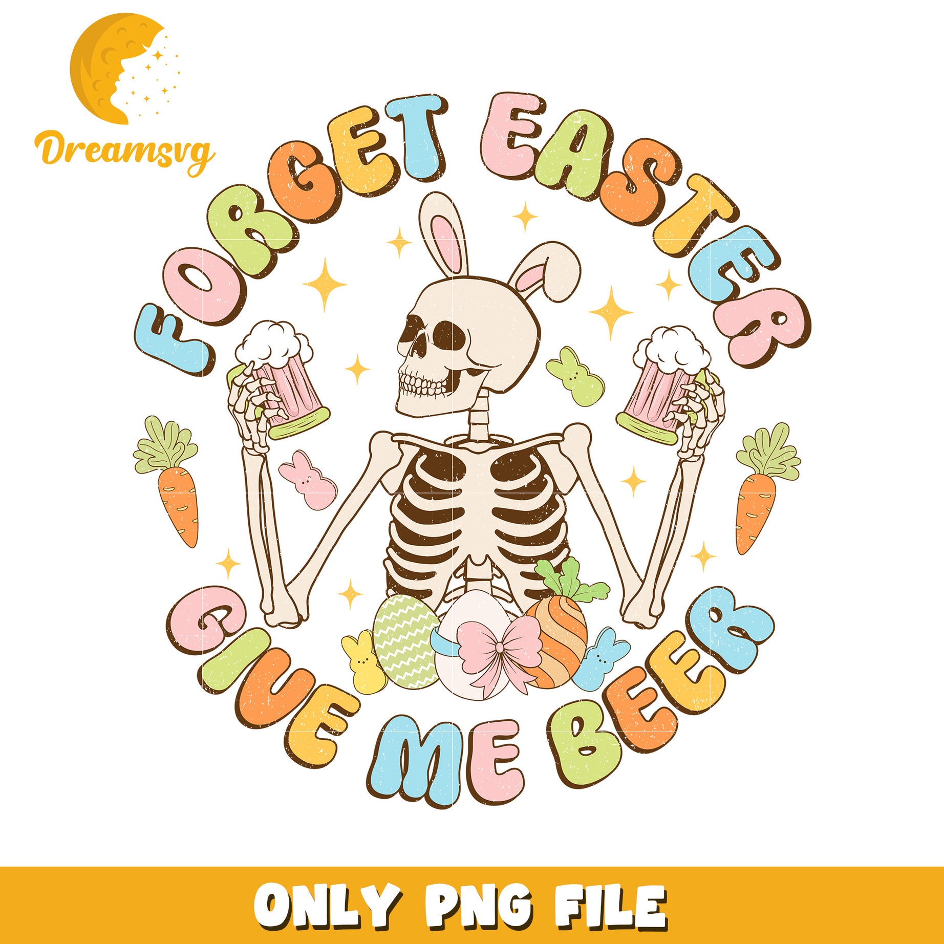 Forget Easter Give Me Beer Fun Skeleton PNG Design