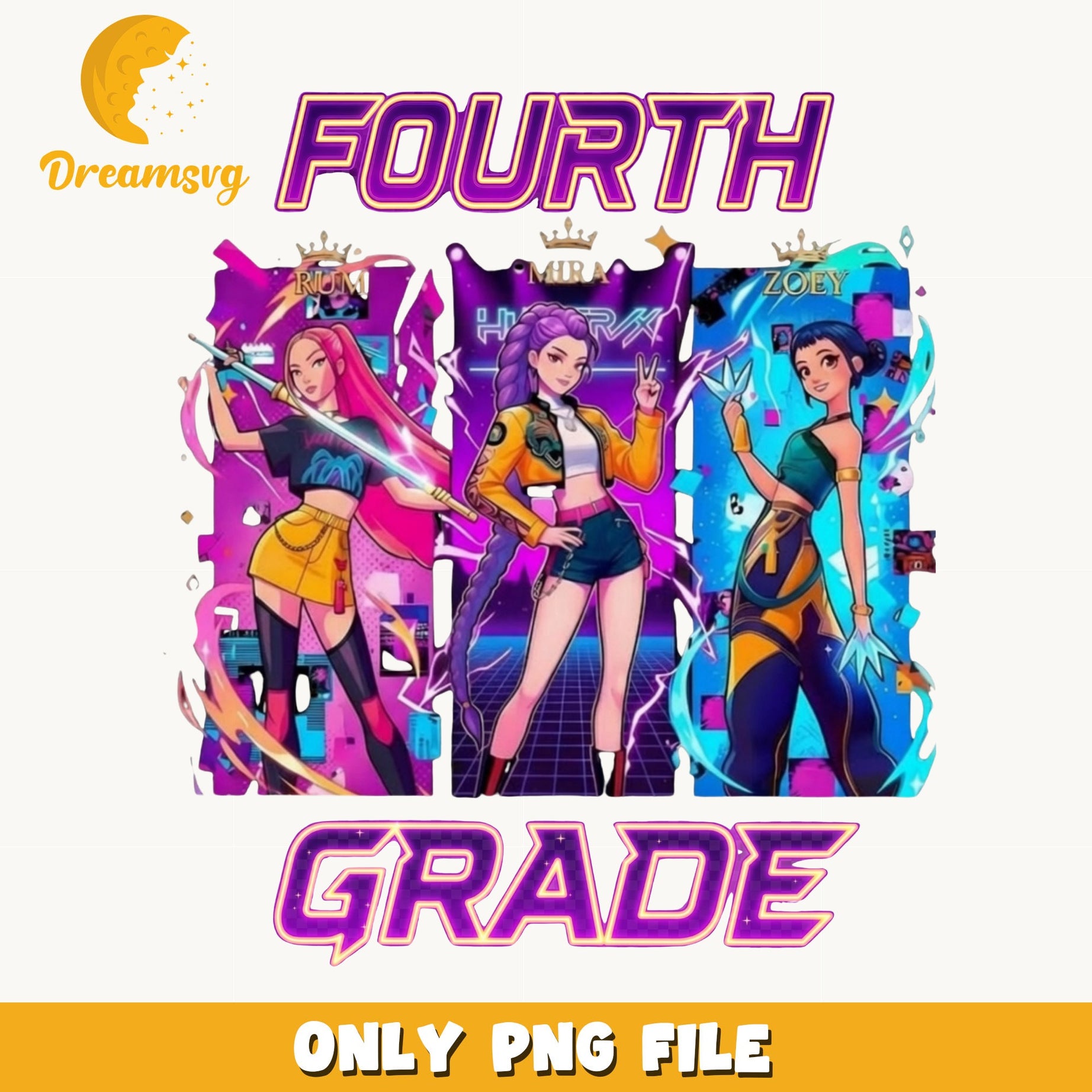 Fourth Grade Girls PNG, Back To School PNG, Teacher PNG