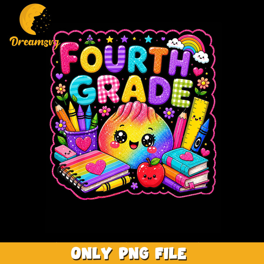 Fourth Grade PNG, Colorful School Supplies, Fun Art PNG